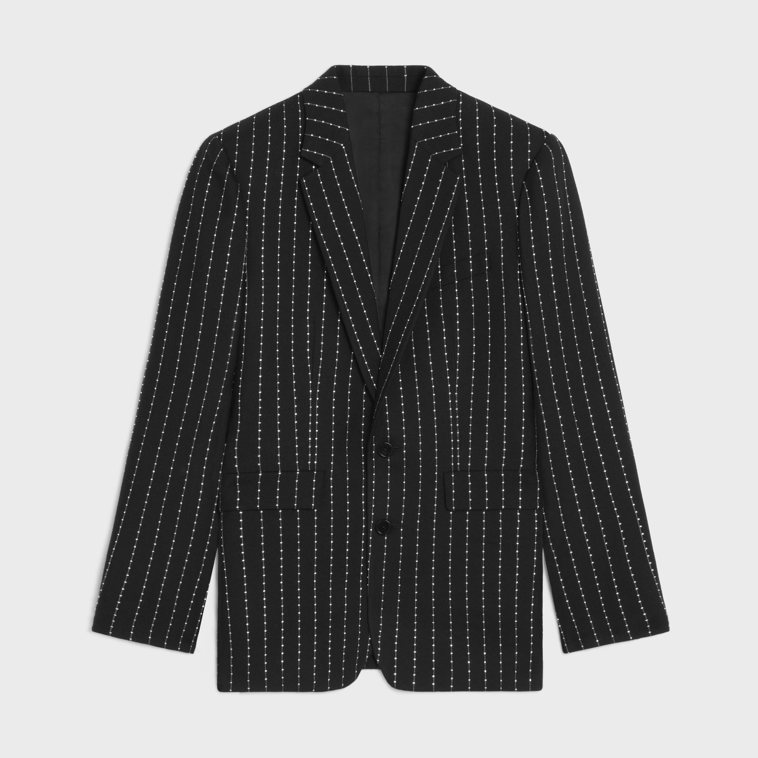 Celine Embroidered Classic Jacket in Striped Wool Size US L / EU 52-54 / 3 - 1 Thumbnail