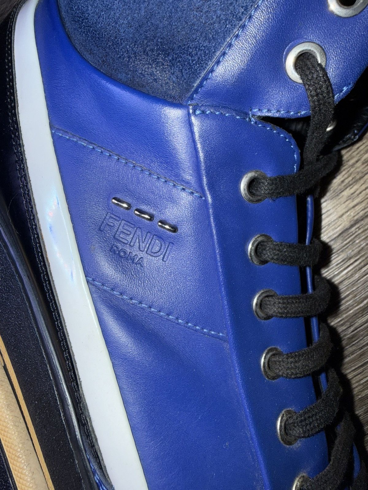 Fendi Fendi High-Top Sneakers - Blue Leather & Suede - Size 12 Size US 12 / EU 45 - 6 Thumbnail