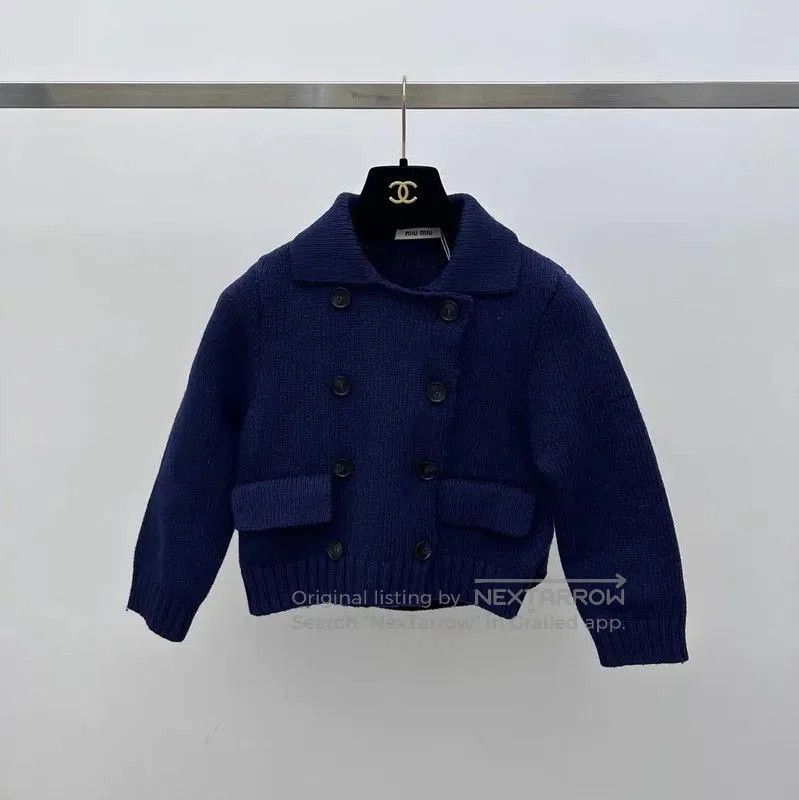 Miu Miu Miu Miu Navy Blue Women's Cardigan . Size S / US 4 / IT 40 - 1 Thumbnail