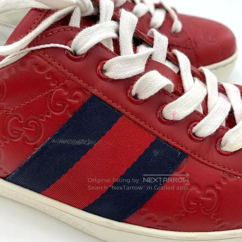 Gucci Gucci Red striped webbing logo dark pattern lacing casual Size US 8 / EU 41 - 8 Thumbnail