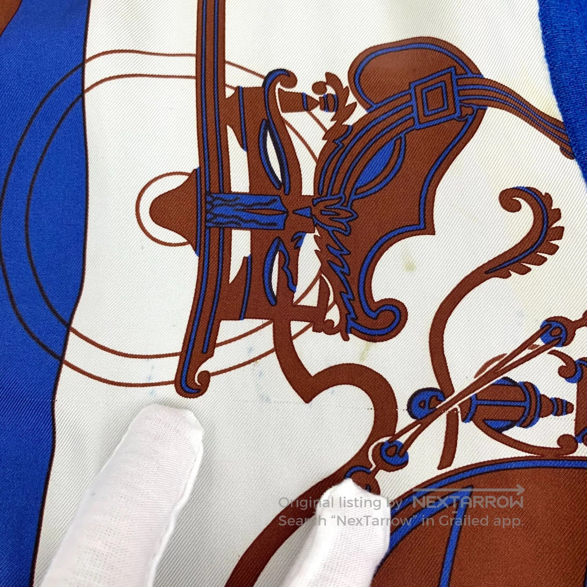 Hermes Hermes Dark Blue Carriage Print Patchwork Cashmere Round N Size XS / US 0-2 / IT 36-38 - 7 Thumbnail