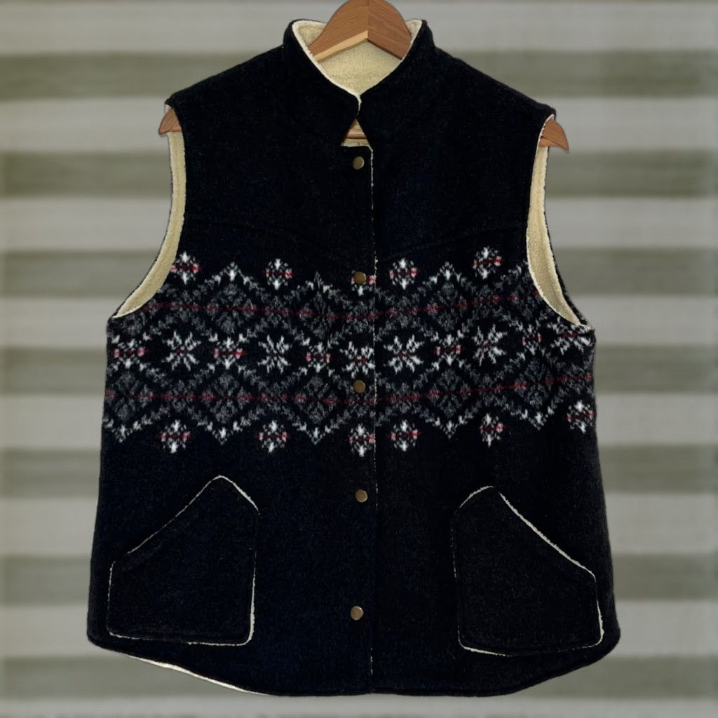 Vintage VINTAGE Upcountry By Du Monde Women's Snap-On Vest Shirt XL Black Pockets Size XL / US 12-14 / IT 48-50 - 1 Thumbnail