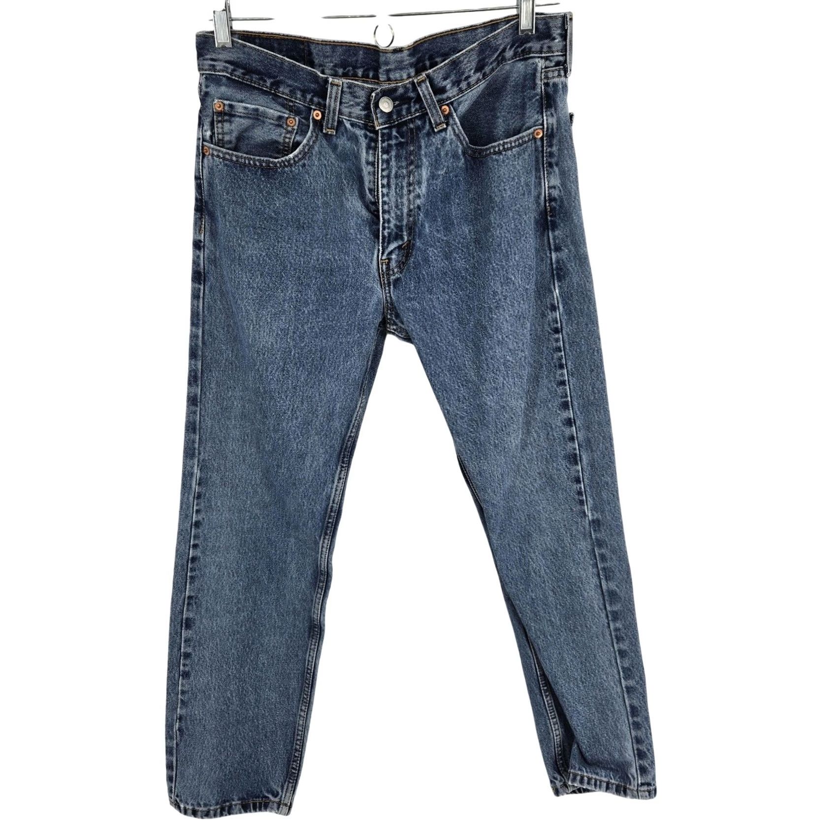 Levi's Levi's 505 Jeans Mens Regular Fit Straight Leg Blue Denim Zip Fly Pockets Size US 33 - 2 Thumbnail