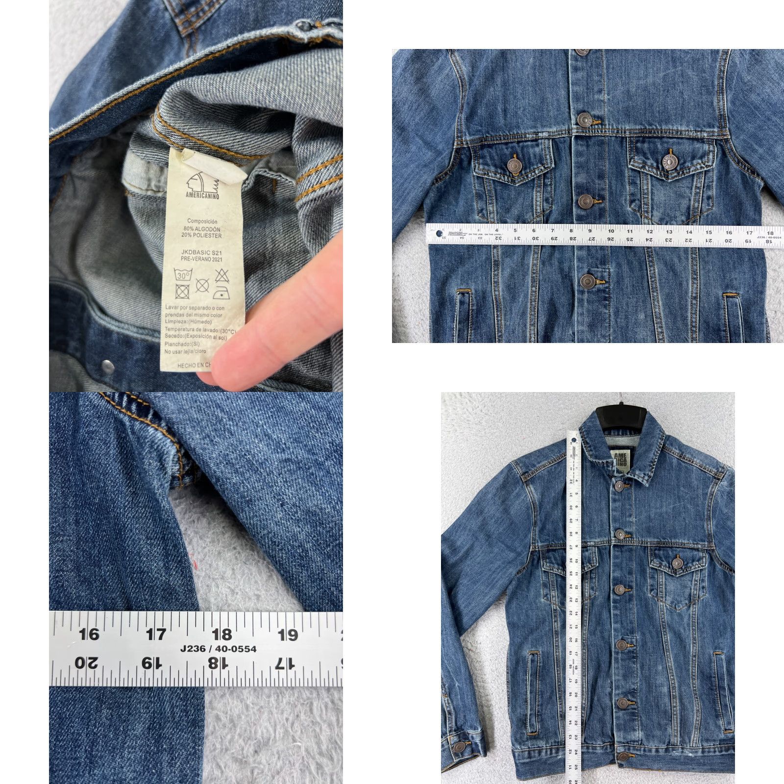 Vintage VINTAGE Americanino Denim Jacket Womens Small Blue Trucker Cotton Blend Button Pocket 80s 90s Size 28" / US 6 / IT 42 - 8 Thumbnail