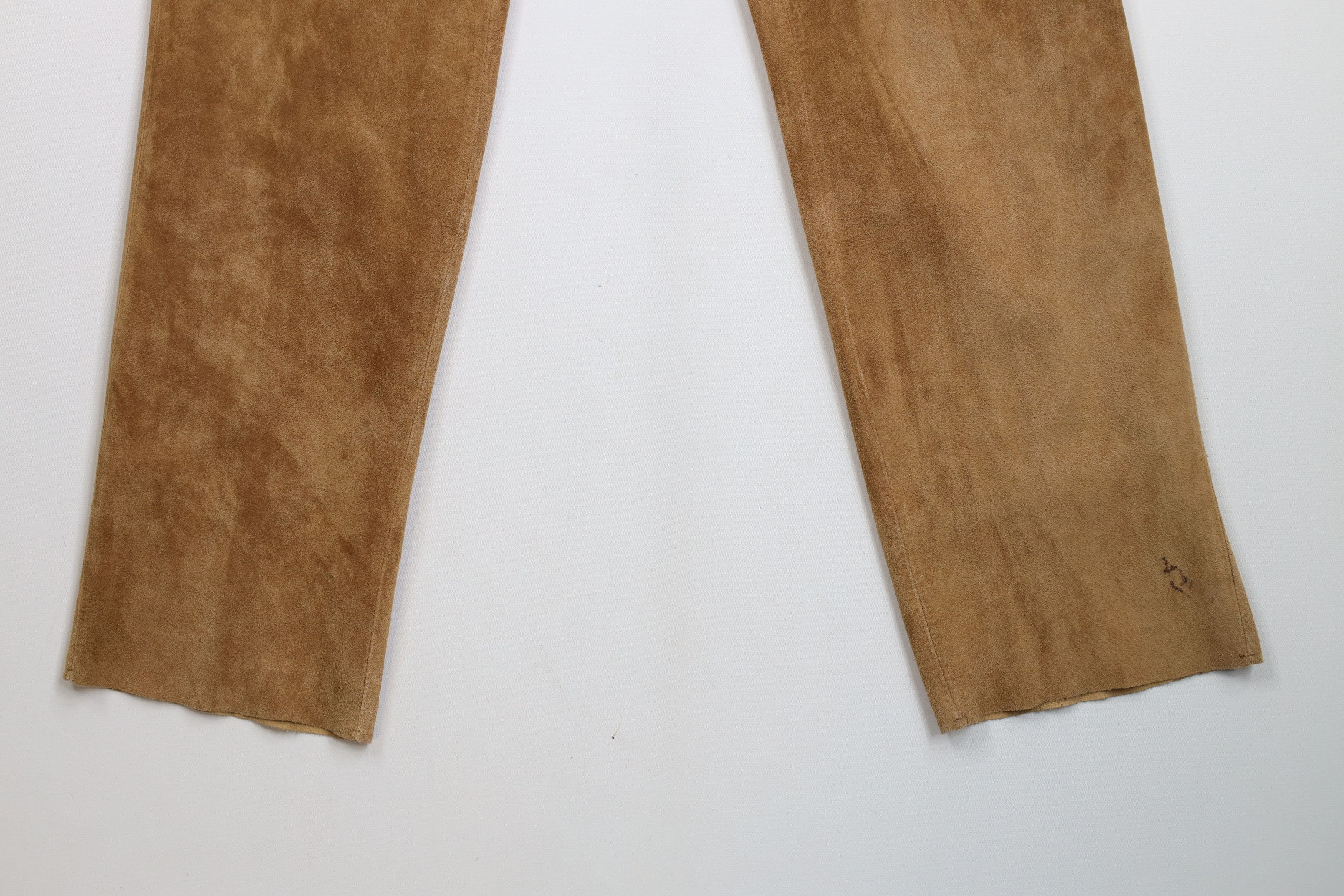 Vintage Vintage 90s Streetwear Leather Straight Leg Pants Brown Size 28" / US 6 / IT 42 - 4 Thumbnail