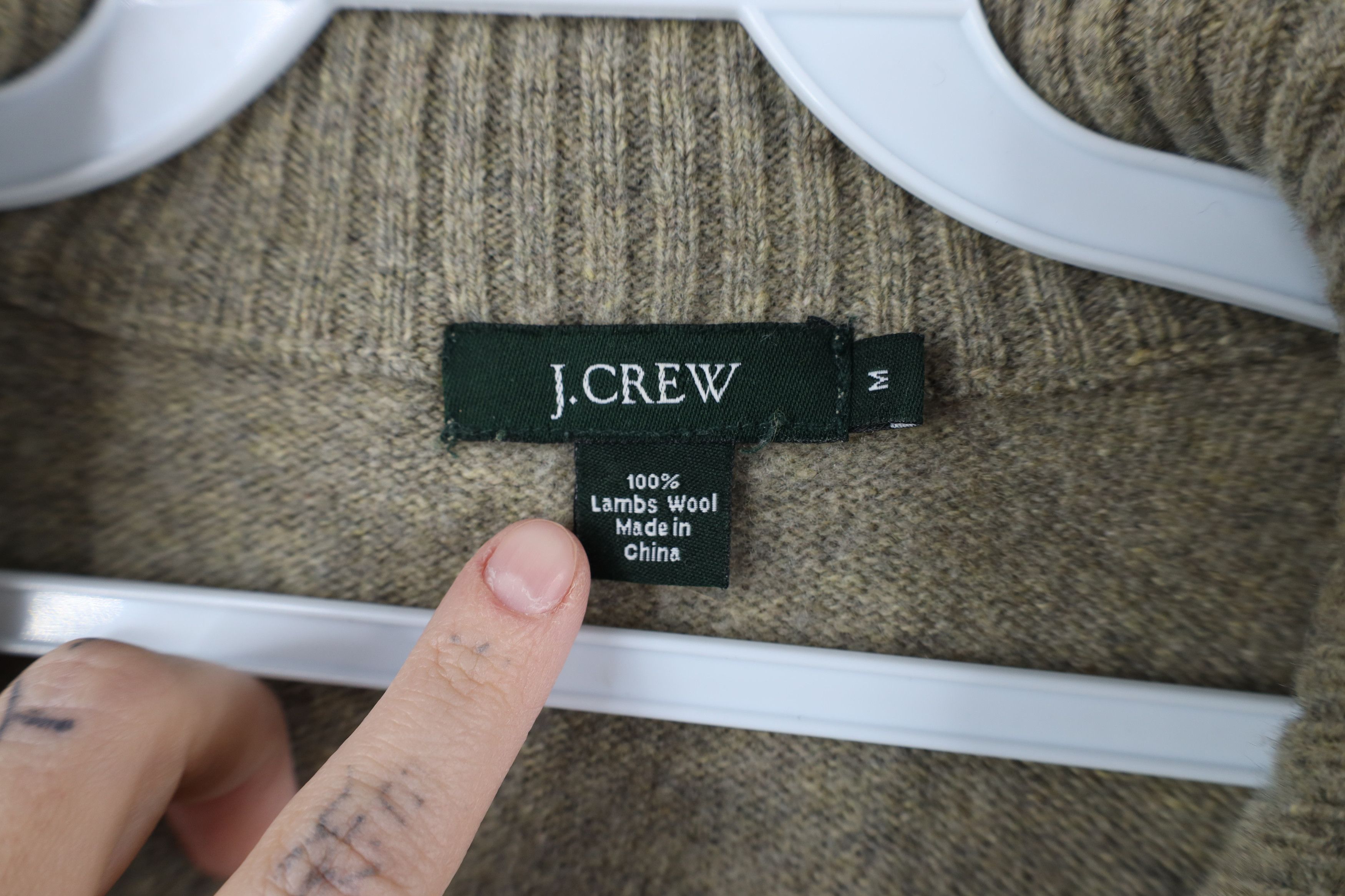 J.Crew × Vintage Vintage 90s J Crew Lambswool Knit Half Zip Sweater Beige Size US M / EU 48-50 / 2 - 5 Thumbnail
