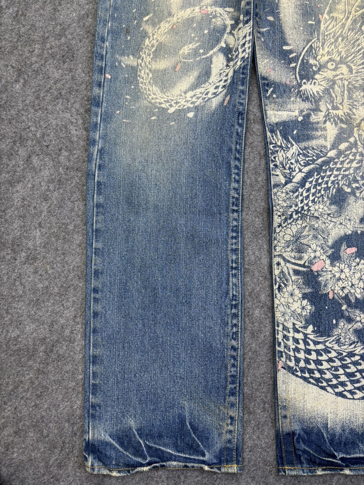 Japanese Brand 💥Art💥BUDEN Japan Dragon Print Stylish Design Denim F874 Size US 30 / EU 46 - 5 Thumbnail