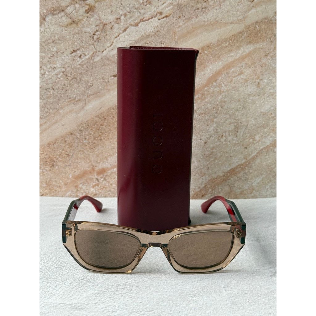 Gucci NEW Gucci GG2116S Brown Cat Eye Striped Sunglasses $440 Size ONE SIZE - 5 Thumbnail