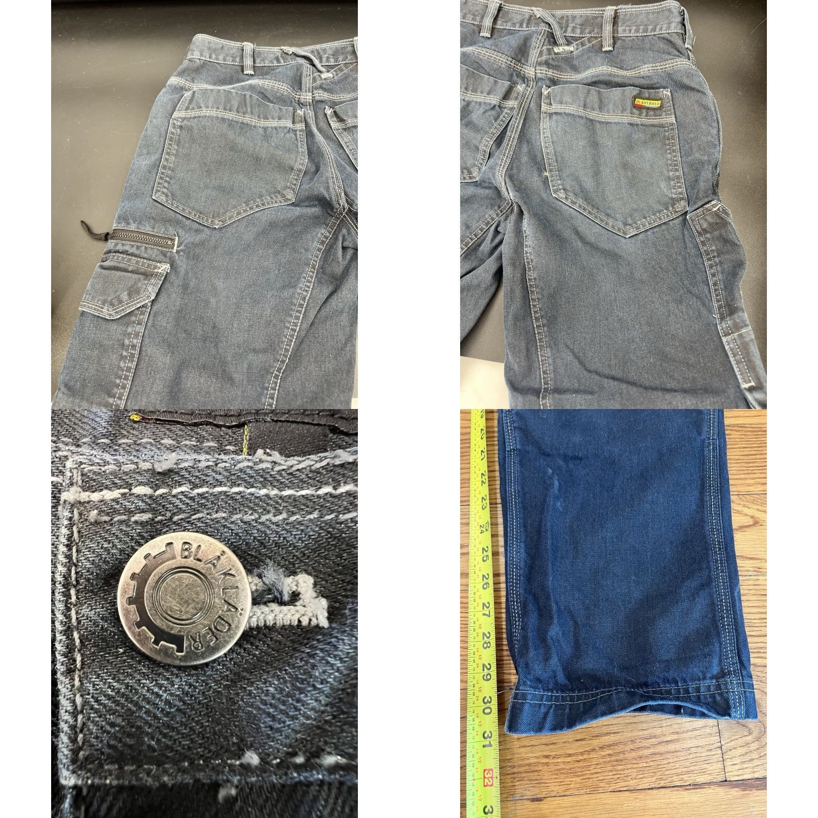 Vintage VINTAGE Blaklader Work Pants Mens 30x31 Dark Blue Denim Cargo Pockets Tool Loop Jeans Regular 30 Mens Size US 30 / EU 46 - 8 Thumbnail