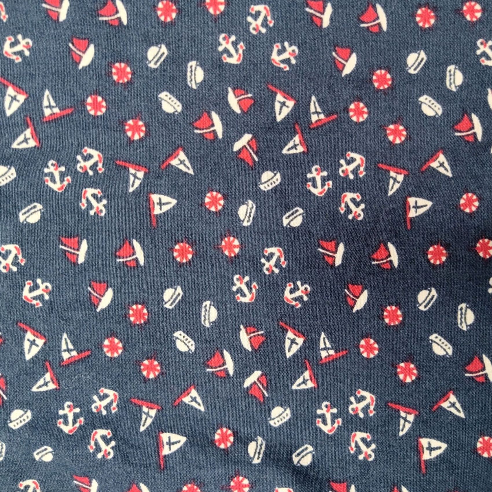 Vintage Charleston Threads Men Button-Up Shirt Geometric Sail Boat Anchors Navy Blue Cotton L Size US L / EU 52-54 / 3 - 4 Thumbnail