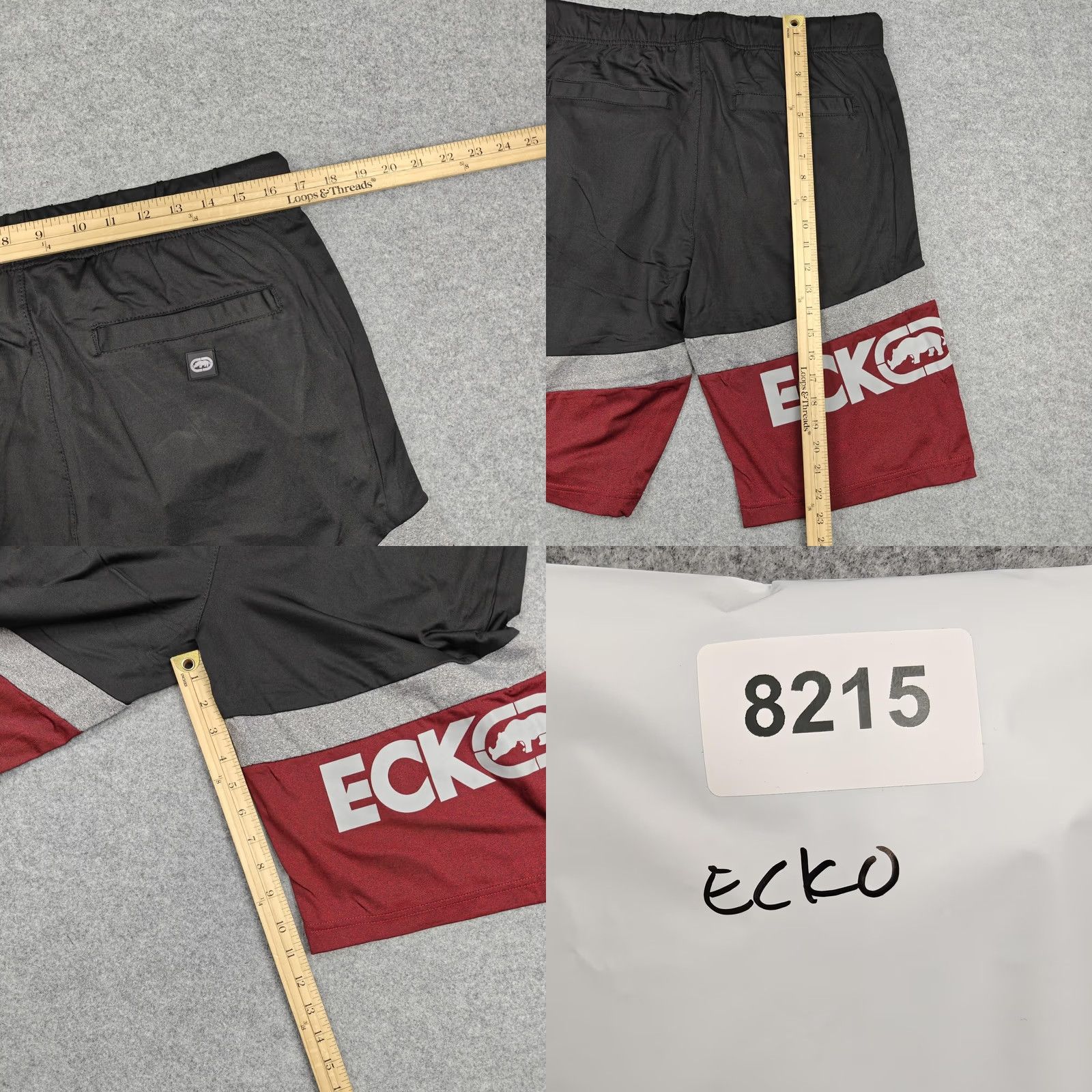 Ecko Unltd. Ecko Unltd Shorts Mens M Black Red Colorblock Drawstring Athletic Logo Gym Size US 31 - 8 Thumbnail