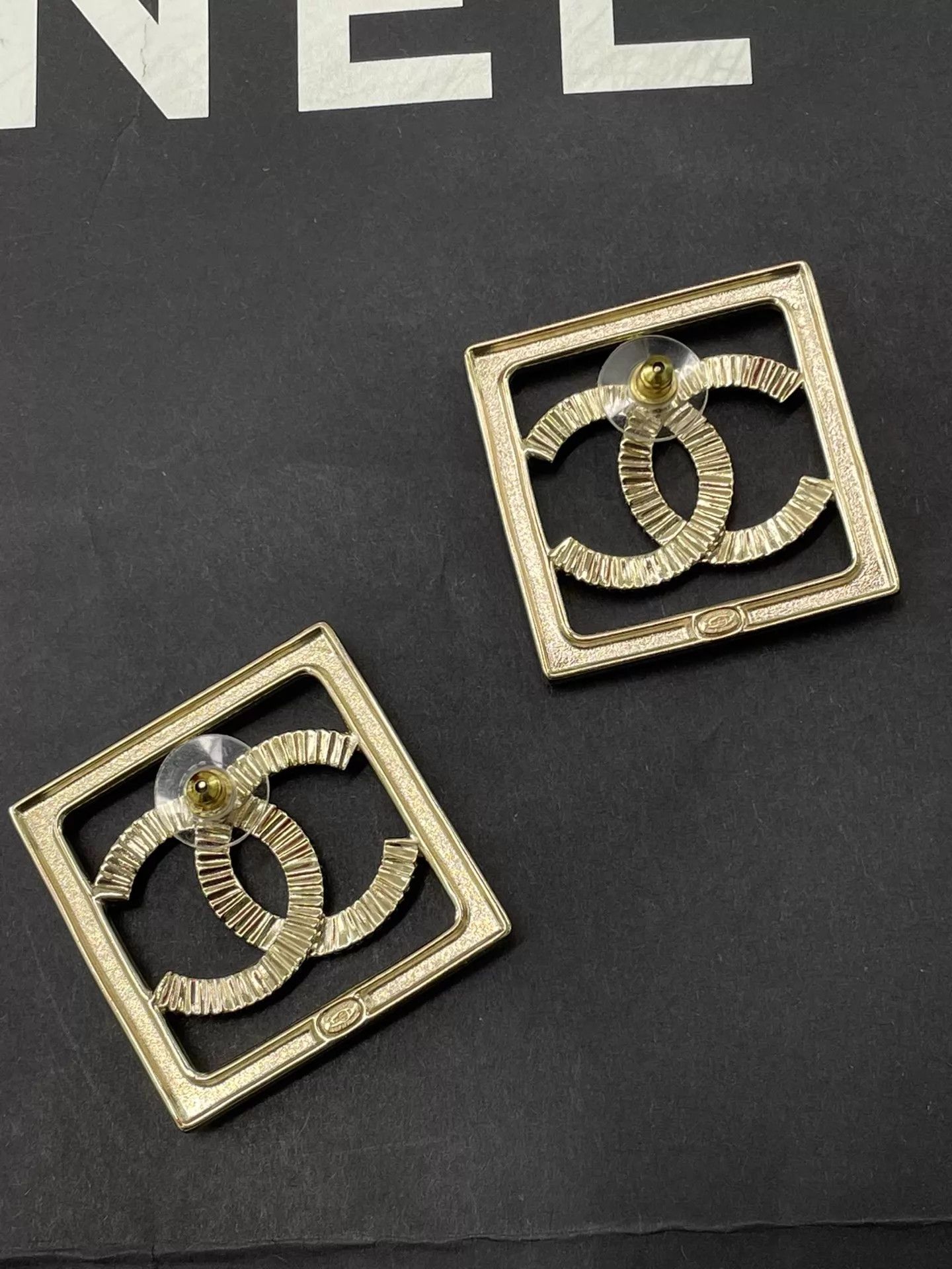 Chanel Chanel Large Square CC Logo Earrings Size ONE SIZE - 3 Thumbnail
