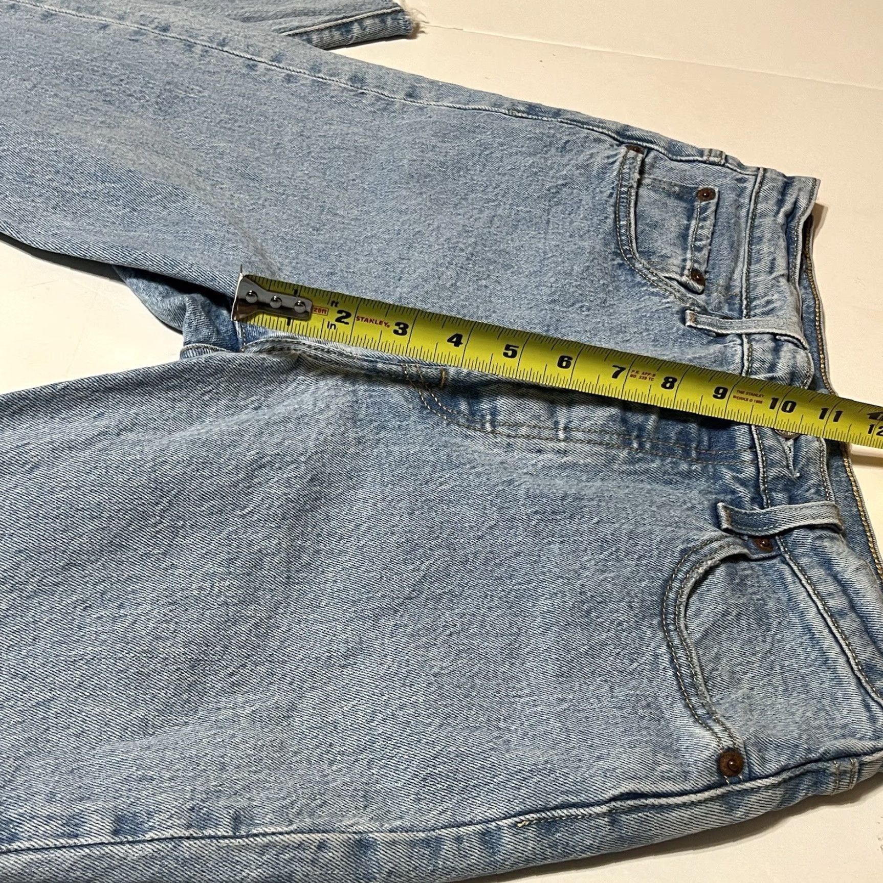 Levi's VINTAGE Levis 501 S Skinny Cropped Jeans Women's Blue 29x28 Button Fly Distressed 5-Pocket Denim Slim Fall Spring Summer Winter USA 90s Size 29" - 4 Thumbnail