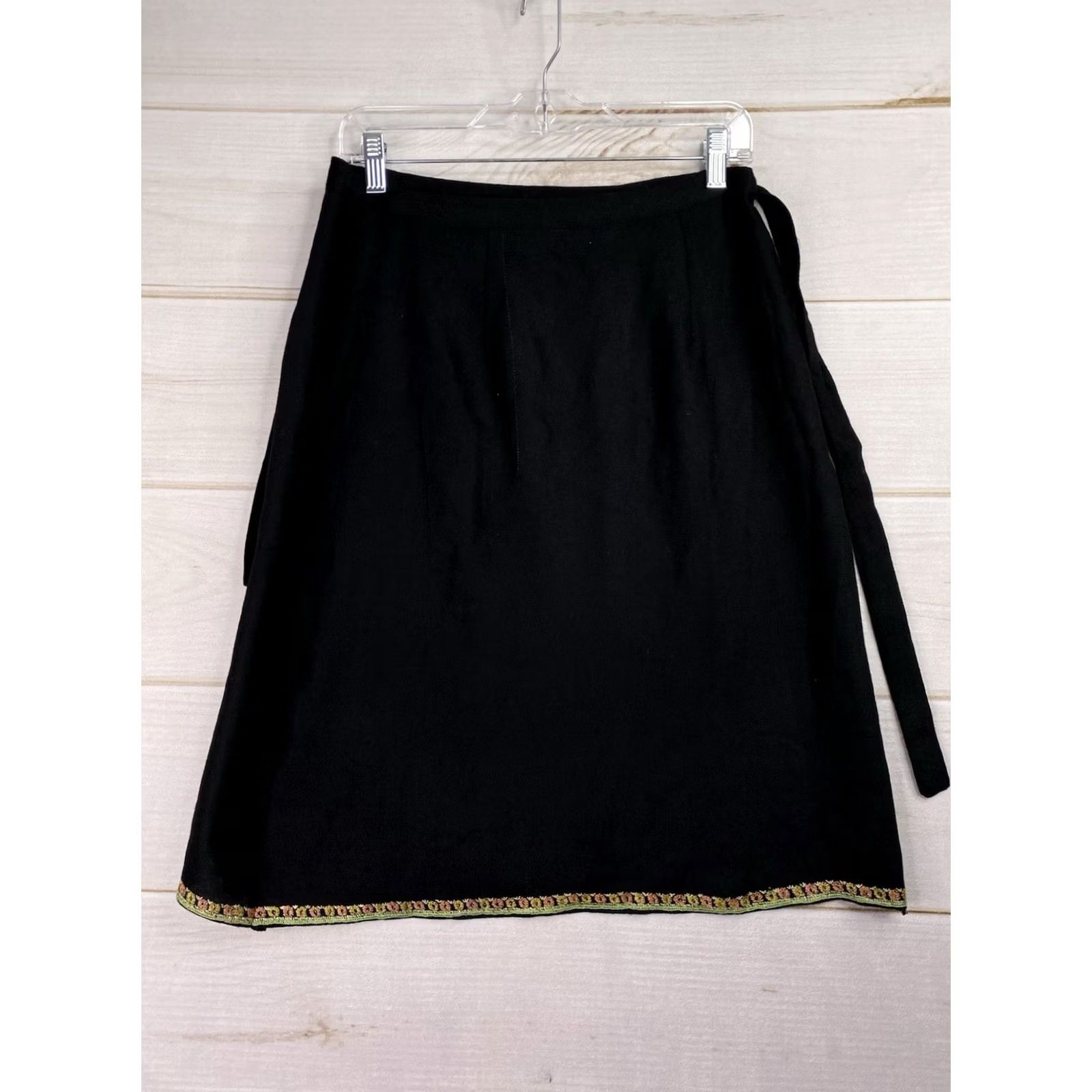 Vintage Tramp Skirt Wrap Black Floral Embroidered Lightweight Boho Indie Vintage No Size 32" / US 10 / IT 46 - 3 Thumbnail