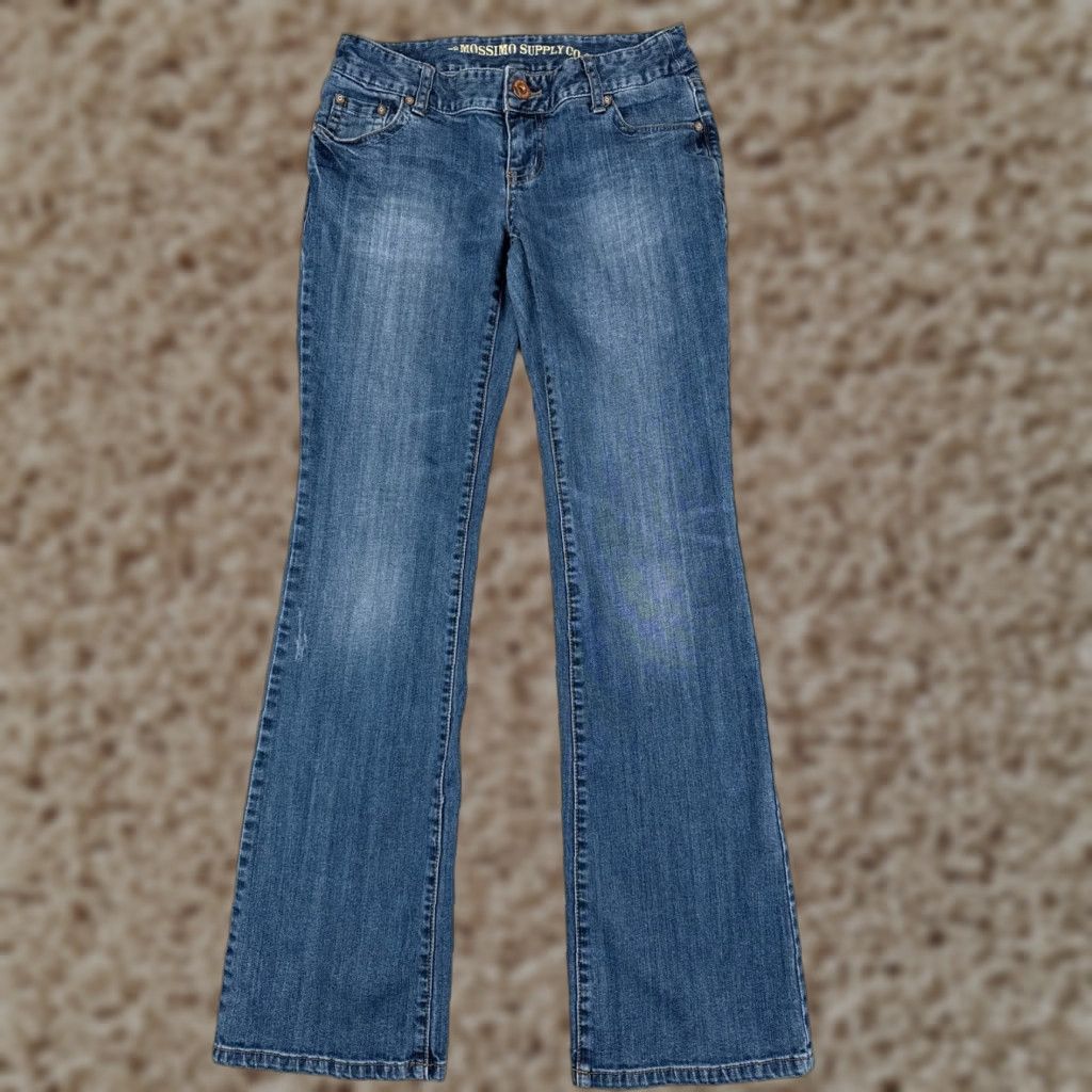 Mossimo Mossimo Jeans Juniors 5 Blue Denim Flared Distressed Cotton Blend 27x31 Size 27" / US 4 / IT 40 - 1 Thumbnail