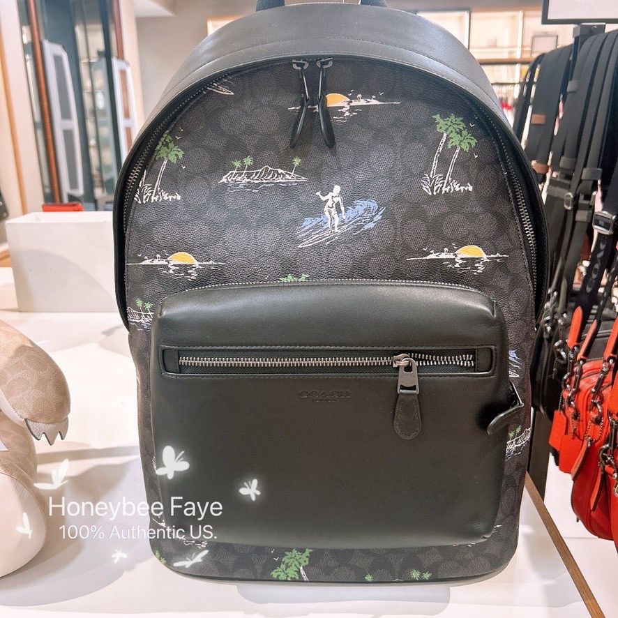 West Backpack In Signature Canvas With Surf Print CBI31