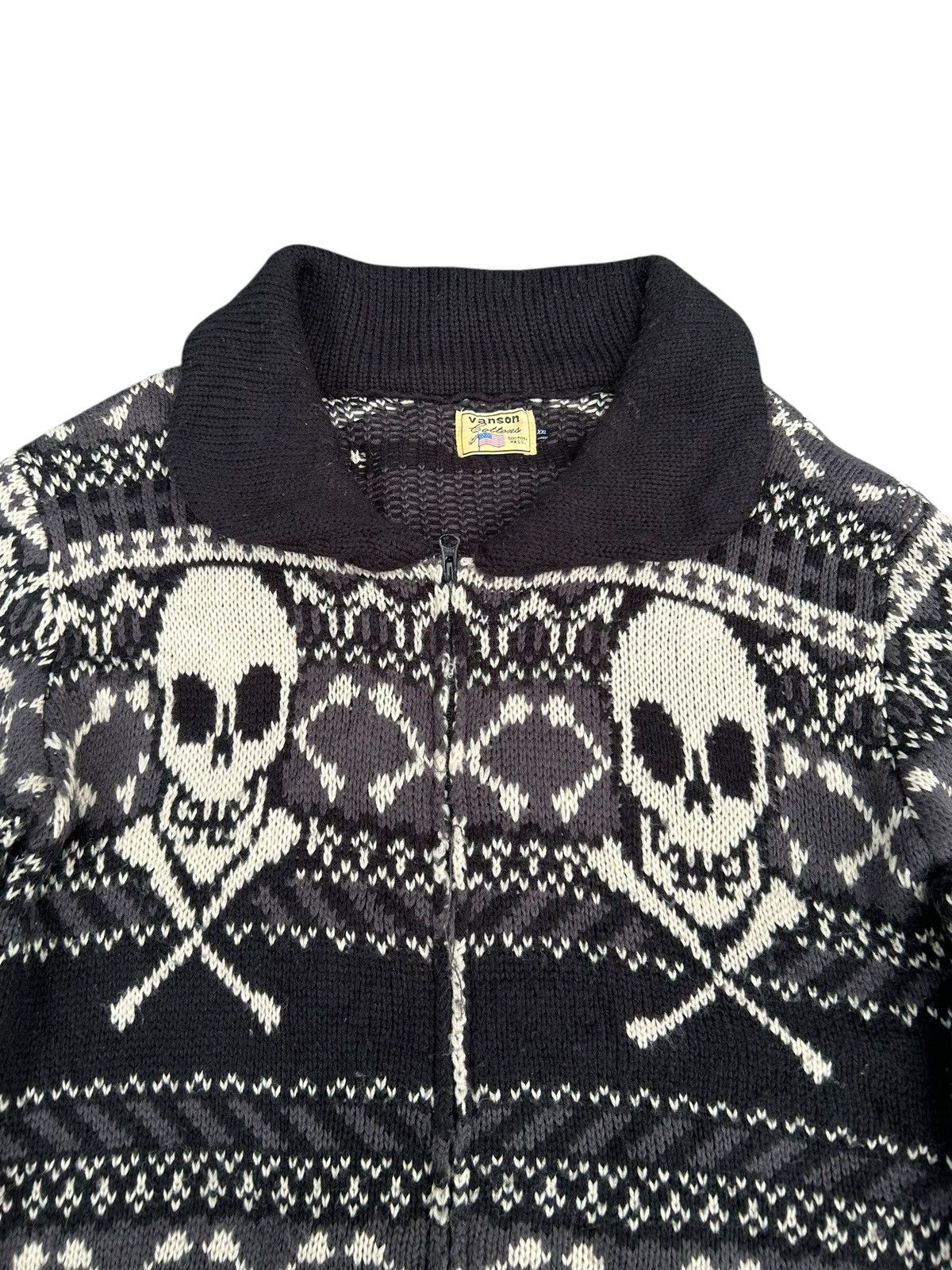 Vanson Leathers Vintage Vanson Skull Knit Sweater Zipper Size US L / EU 52-54 / 3 - 7 Thumbnail