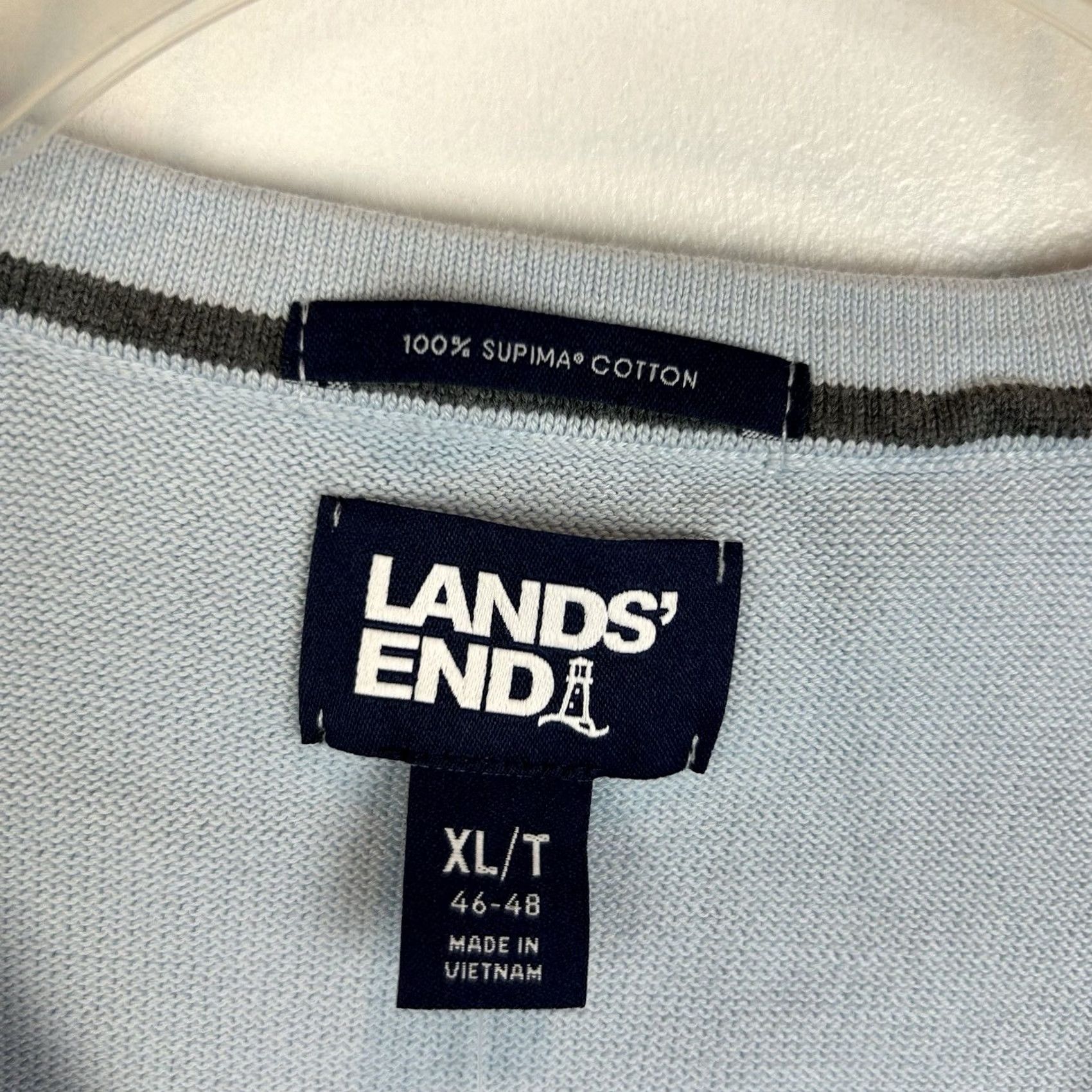 Lands' End Lands End Sweater Men XL Tall Blue Supima Cotton Pullover V Neck Casual New Gift Size US XL / EU 56 / 4 - 3 Thumbnail
