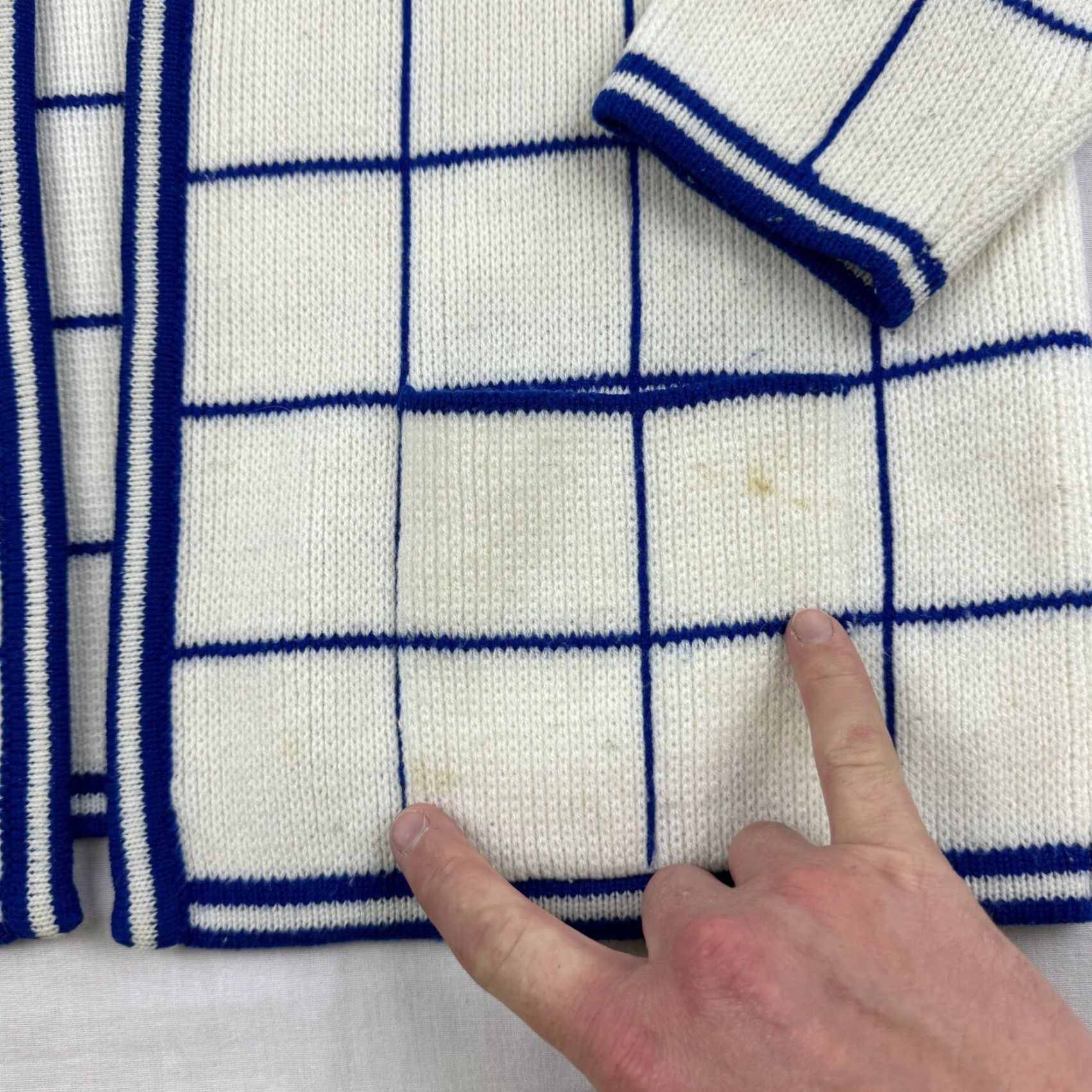 Lee VINTAGE Lee Cardigan Sweater Womens M White Striped 60s Knit Full Fashioned Size M / US 6-8 / IT 42-44 - 5 Thumbnail