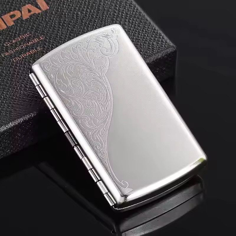 Jewelry Ornate Floral Cigarette Case - Silver Color Engraved Metal Size ONE SIZE - 1 Thumbnail