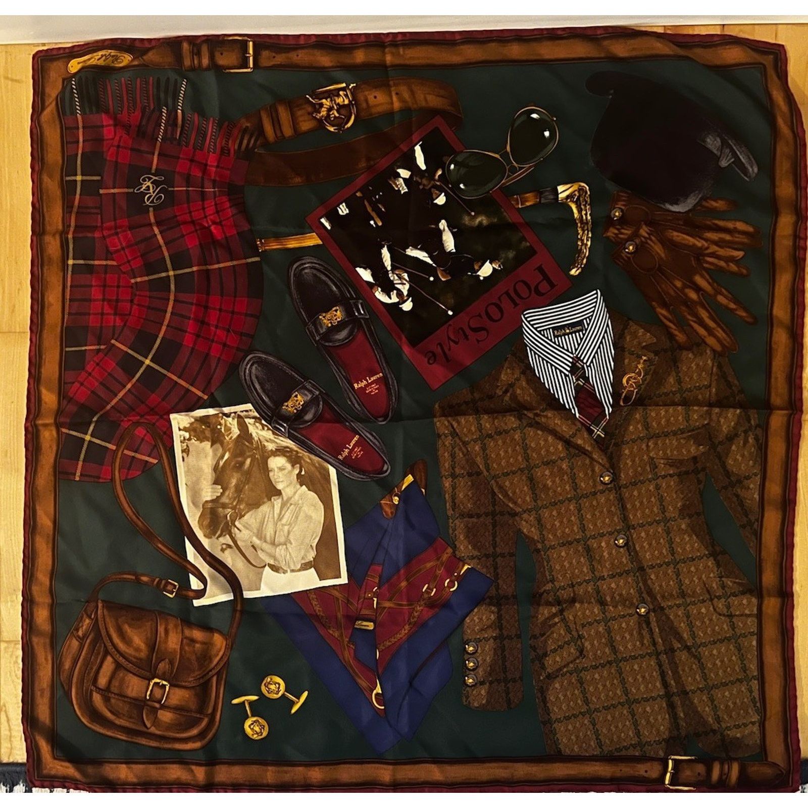 Ralph Lauren Purple Label Equestrian Loafers 34” Silk Scarf