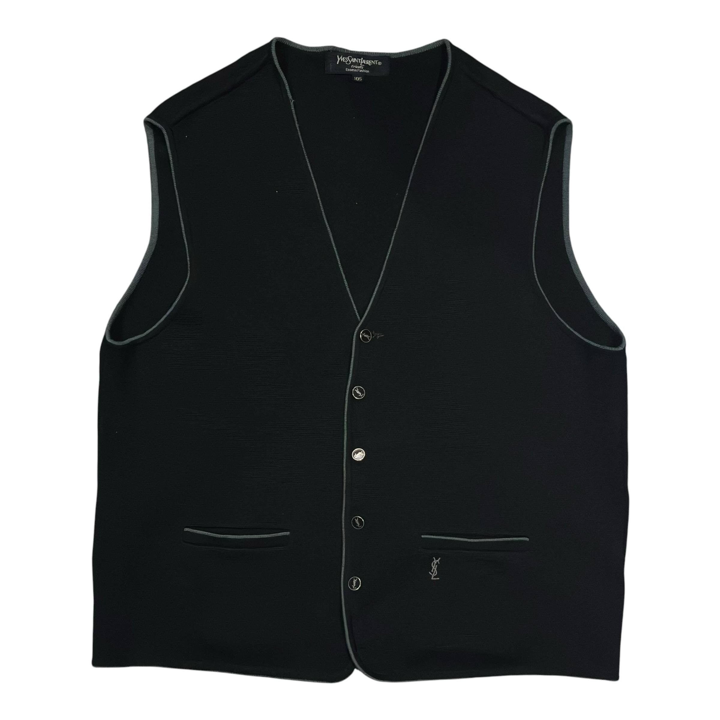 Vintage Vintage Yves Saint Laurent YSL Logo Knit Vest Size US M / EU 48-50 / 2 - 1 Thumbnail