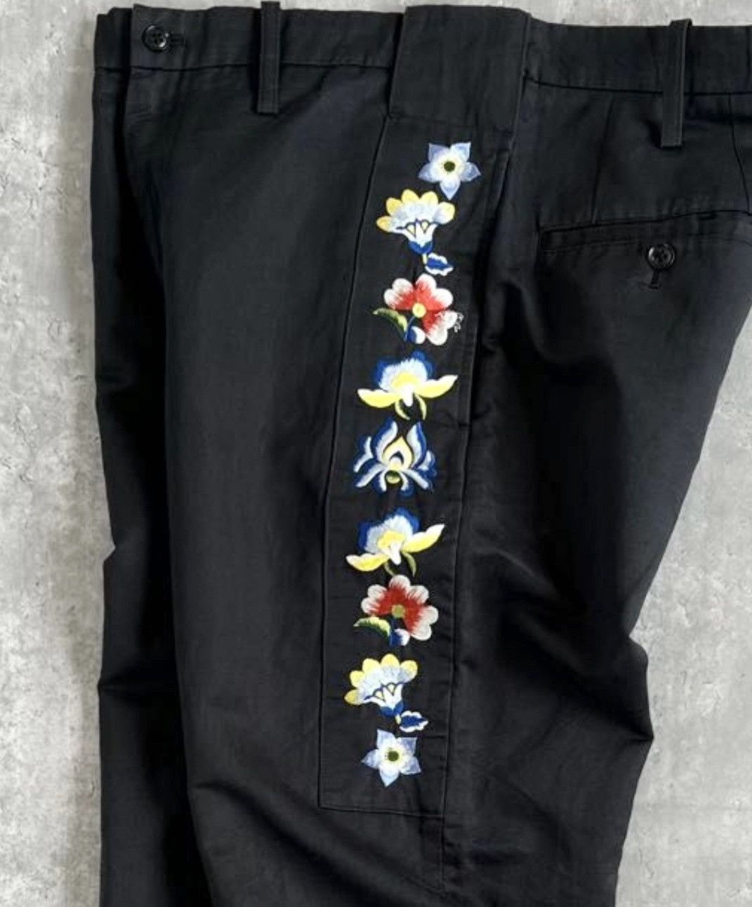 Yohji Yamamoto Flower Embroidered Pants Size US 31 - 5 Thumbnail