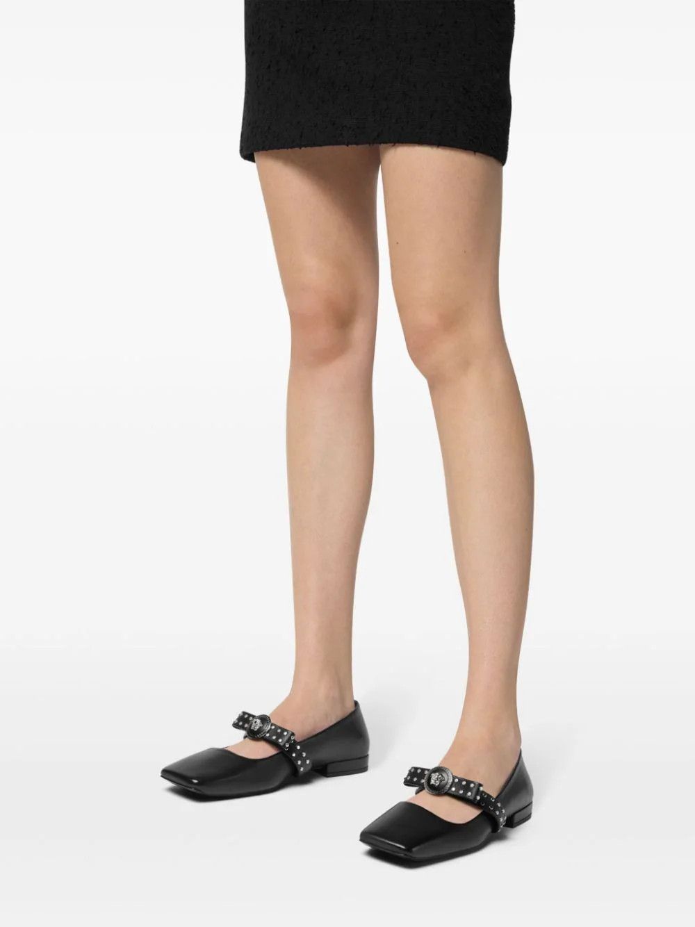 Versace o1s22i1n1024 Gianni Ribbon Studded Ballerina Flats in Black Size US 11 / IT 41 - 5 Thumbnail