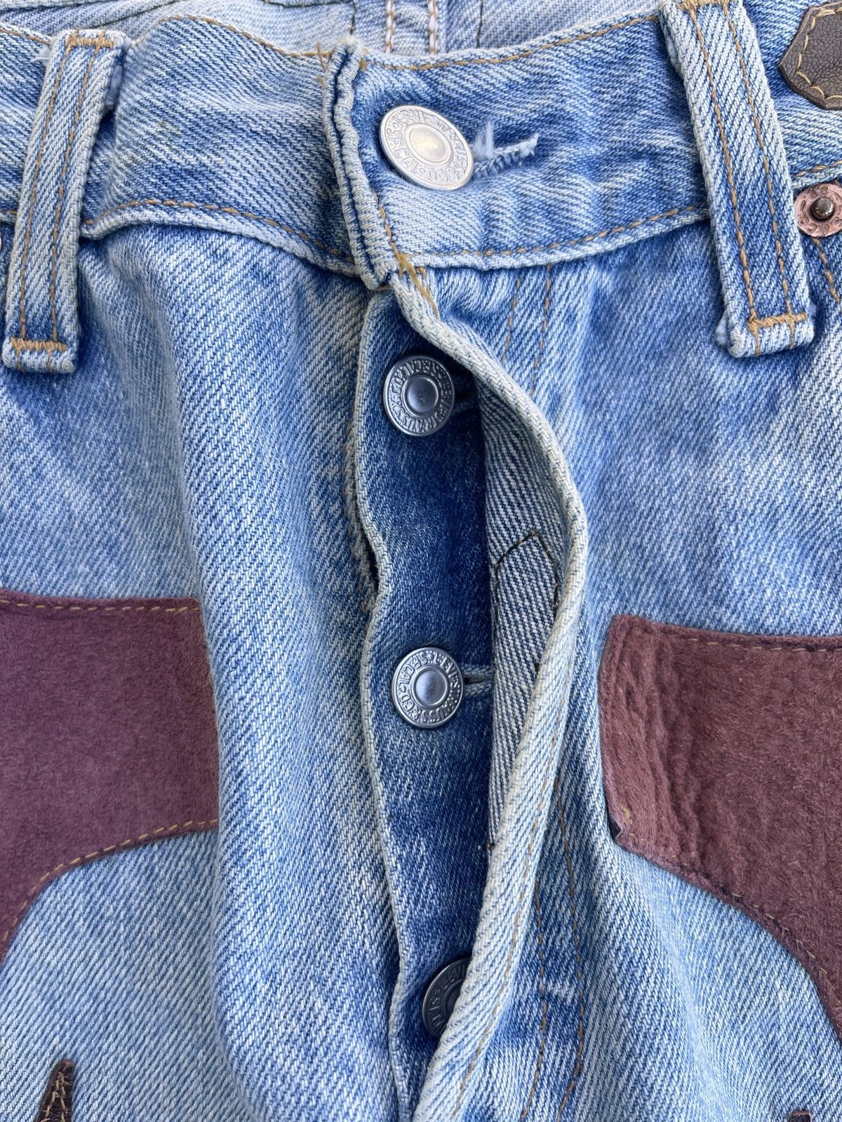 Handmade Crazy 00s Levi's Japan 501 Handmade Leather Patch Denim Size US 30 / EU 46 - 8 Thumbnail