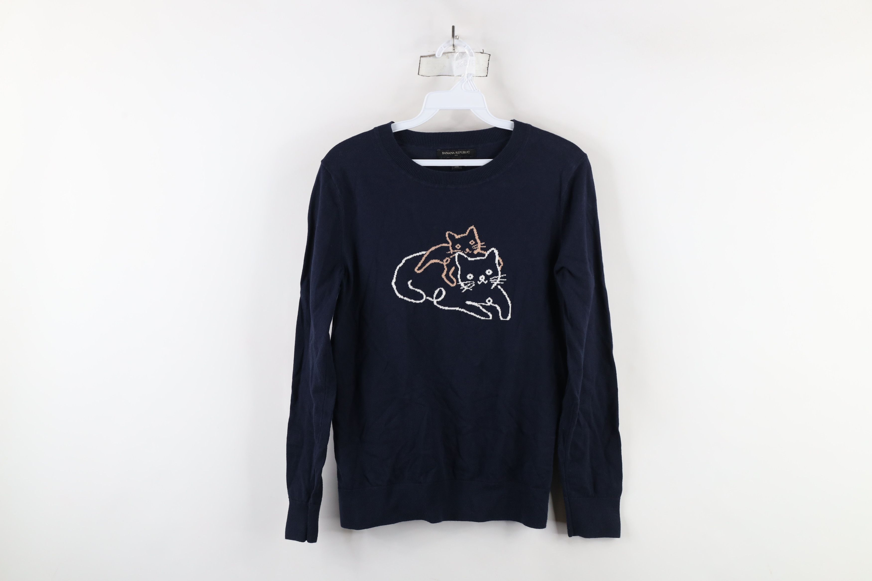 Banana Republic × Vintage Banana Republic Faded Cat Kitten Knit Crewneck Sweater Blue Size M / US 6-8 / IT 42-44 - 1 Thumbnail