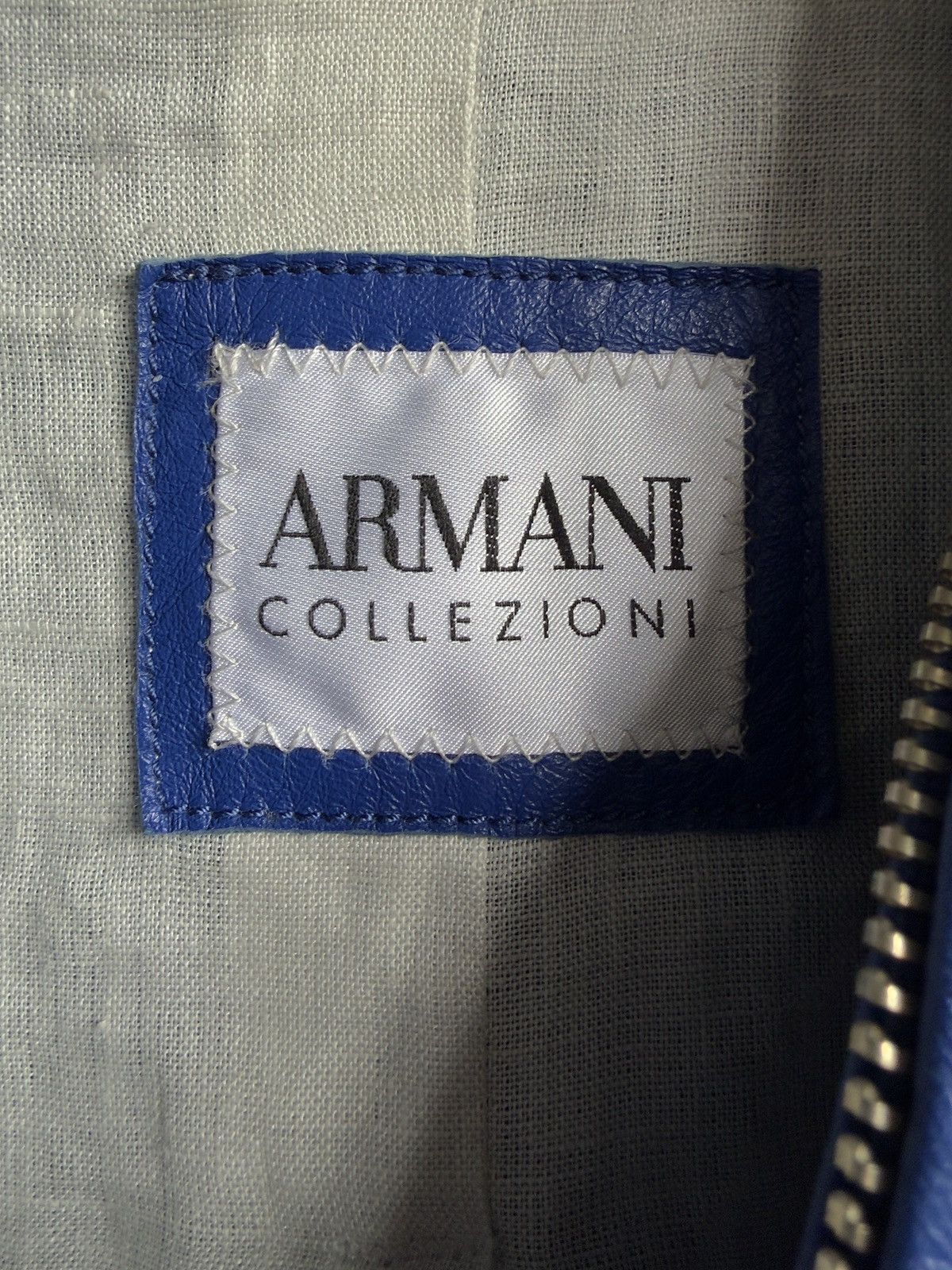 Armani Armani Cobalt Blue Lamb Biker Leather Full Zip Jacket Size US M / EU 48-50 / 2 - 5 Thumbnail