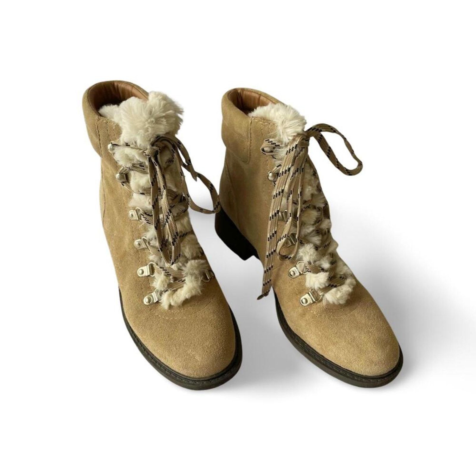 Sam Edelman Cozy Sam Edelman Suede Faux Fur Lined Lace-Up Boots Size US 8.5 / IT 38.5 - 2 Thumbnail