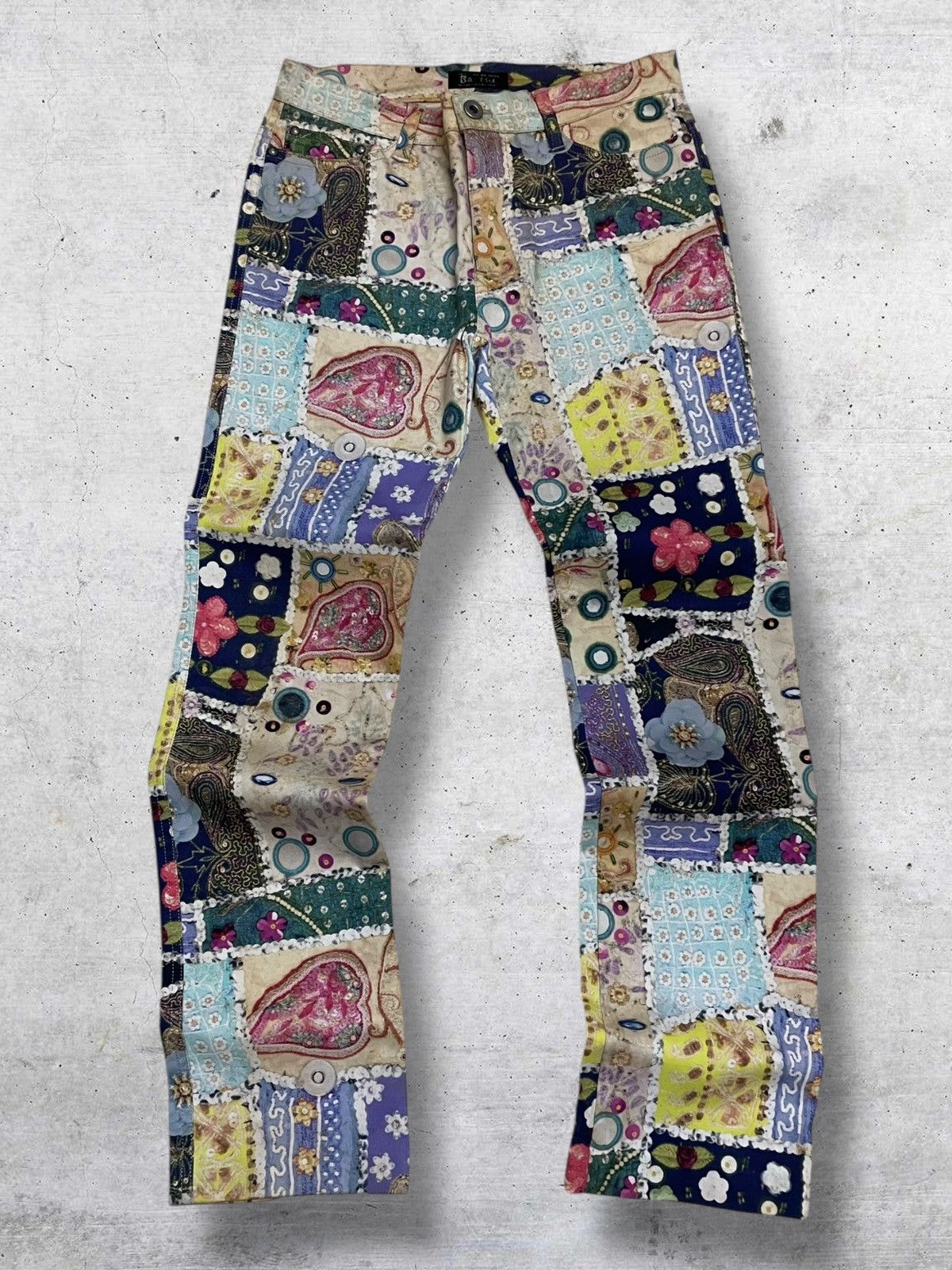 Japanese Brand BA-TSU 1990S JAPAN DESIGNER ARTWORK FLORAL FULLPRINT PANT Size US 28 / EU 44 - 1 Thumbnail