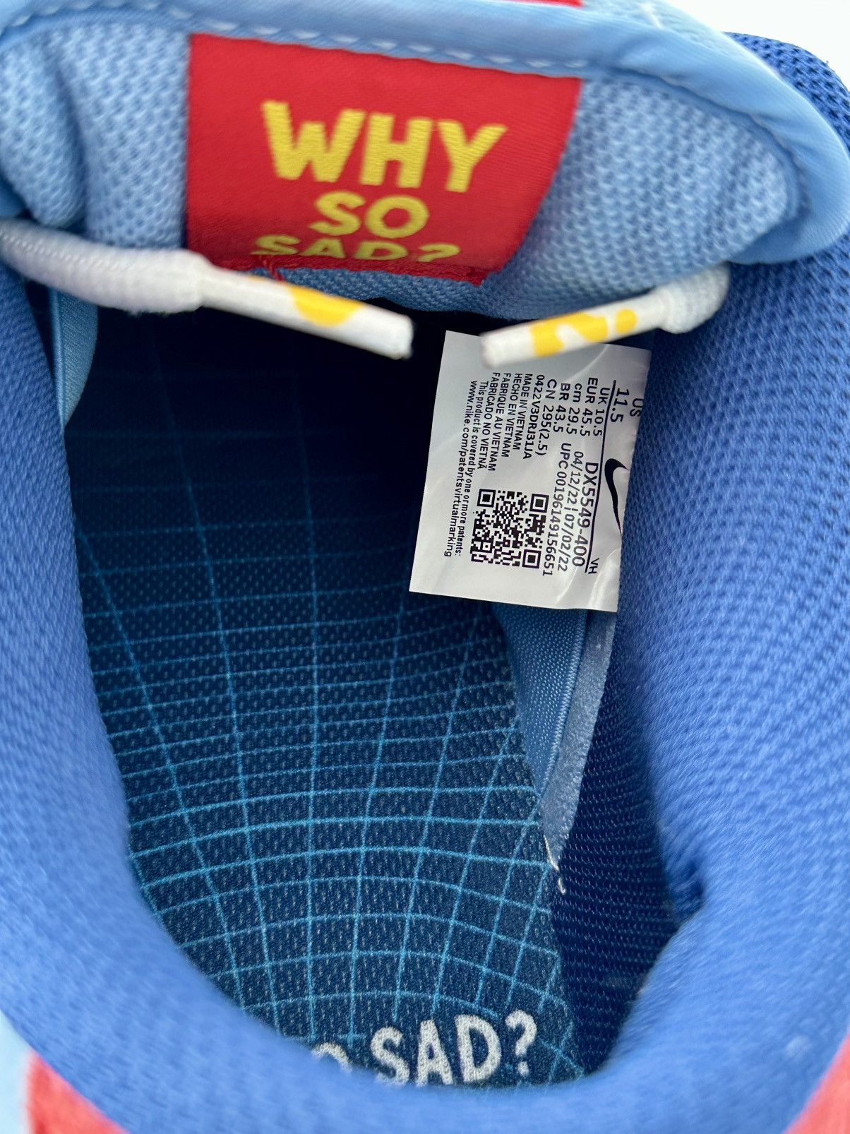 Nike Why so sad? X Dunk Low SB 2022 Size US 11.5 / EU 44-45 - 5 Thumbnail