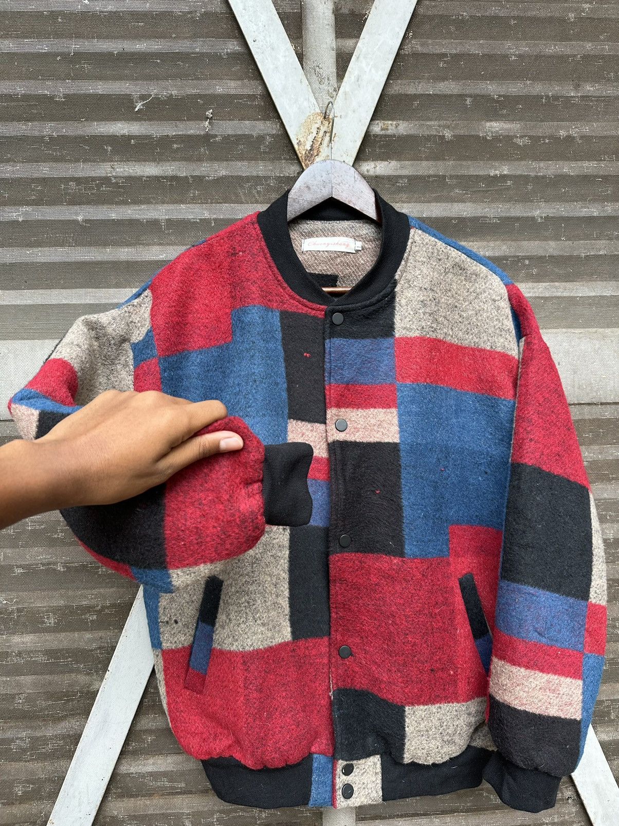 Japanese Brand 👹Japanese Brand Multicolour Patch Wool Bomber Jacket Size US M / EU 48-50 / 2 - 9 Thumbnail
