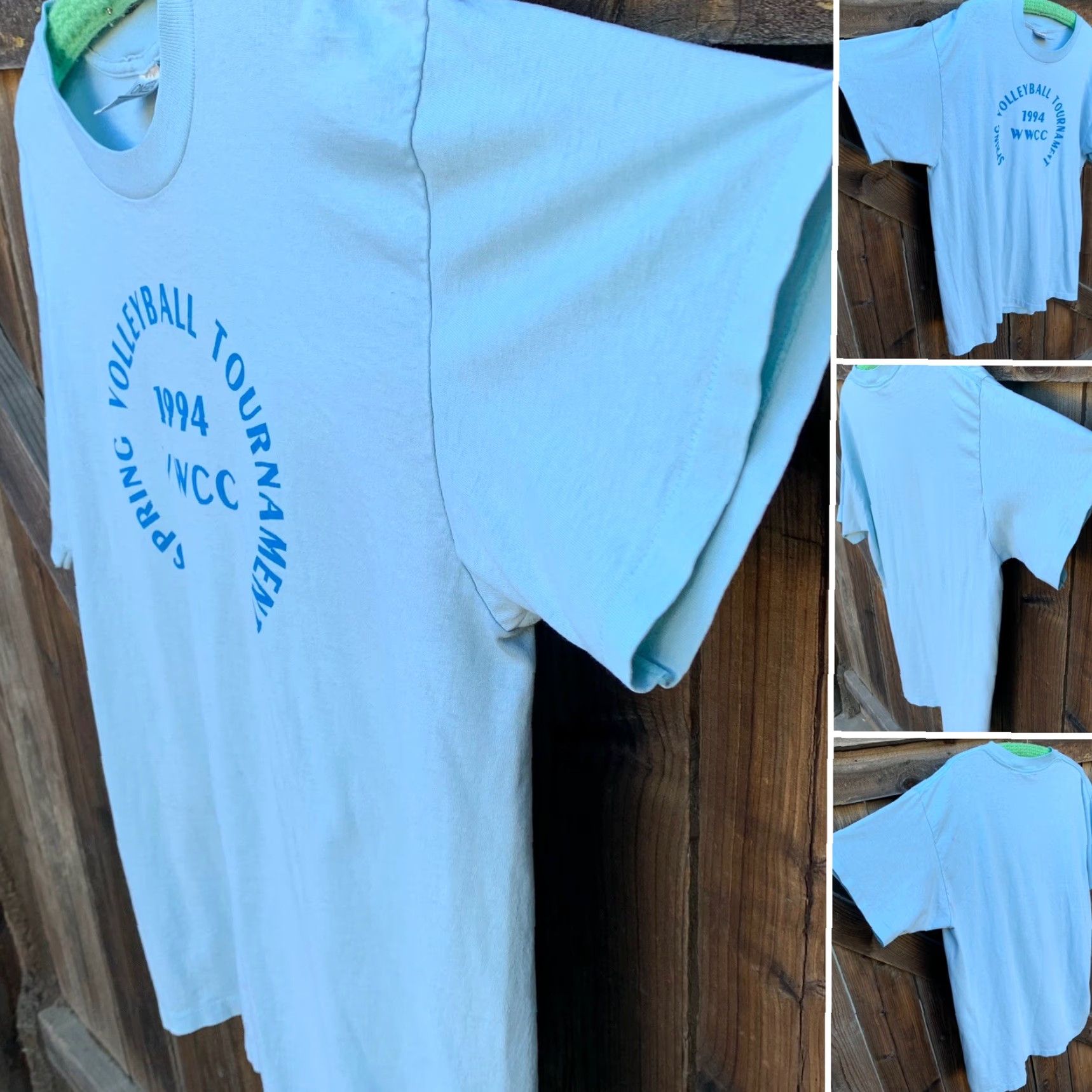 Vintage vintage 1994 WWCC Spring Volleyball Tournament t shirt single stitch XL blue Oneita Power/50 plus graphic print Men T-Shirt 90s Sports Size US XL / EU 56 / 4 - 2 Thumbnail