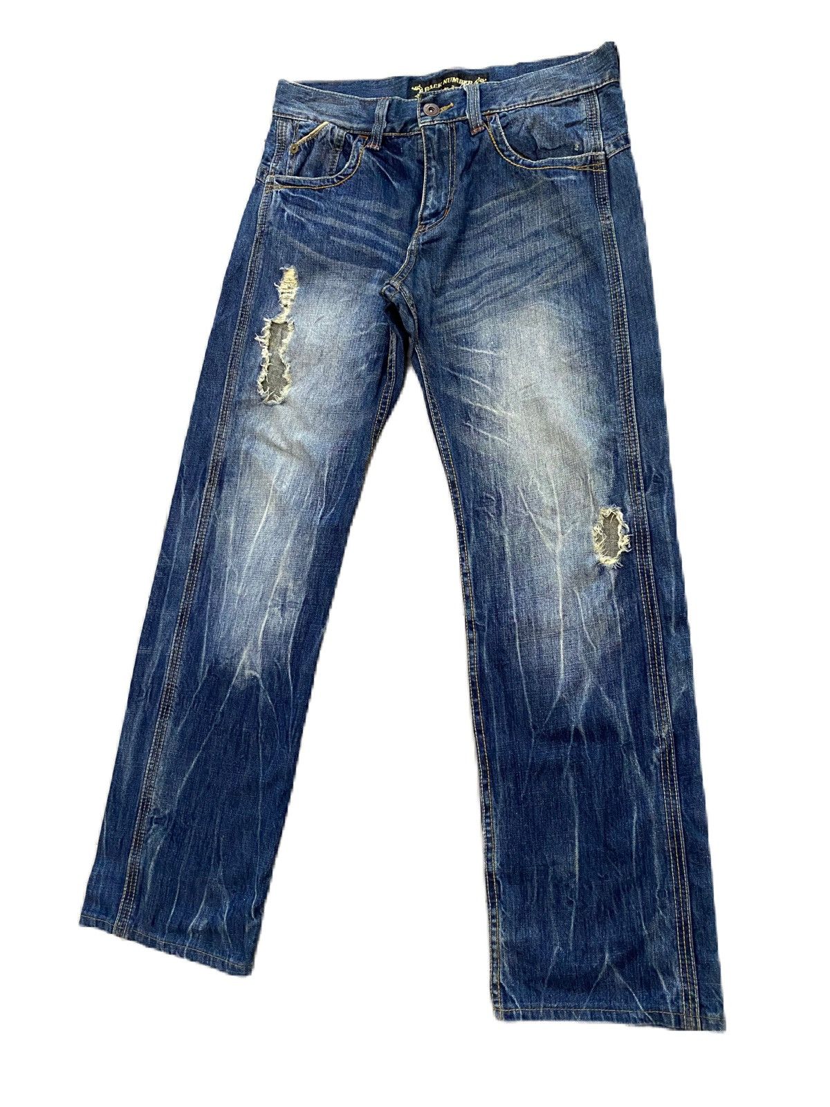 If Six Was Nine × Japanese Brand × Junya Watanabe JAPAN BRAND BACK NUMBER THRASHED DENIM GRUNGE STYLE Size US 32 / EU 48 - 4 Thumbnail