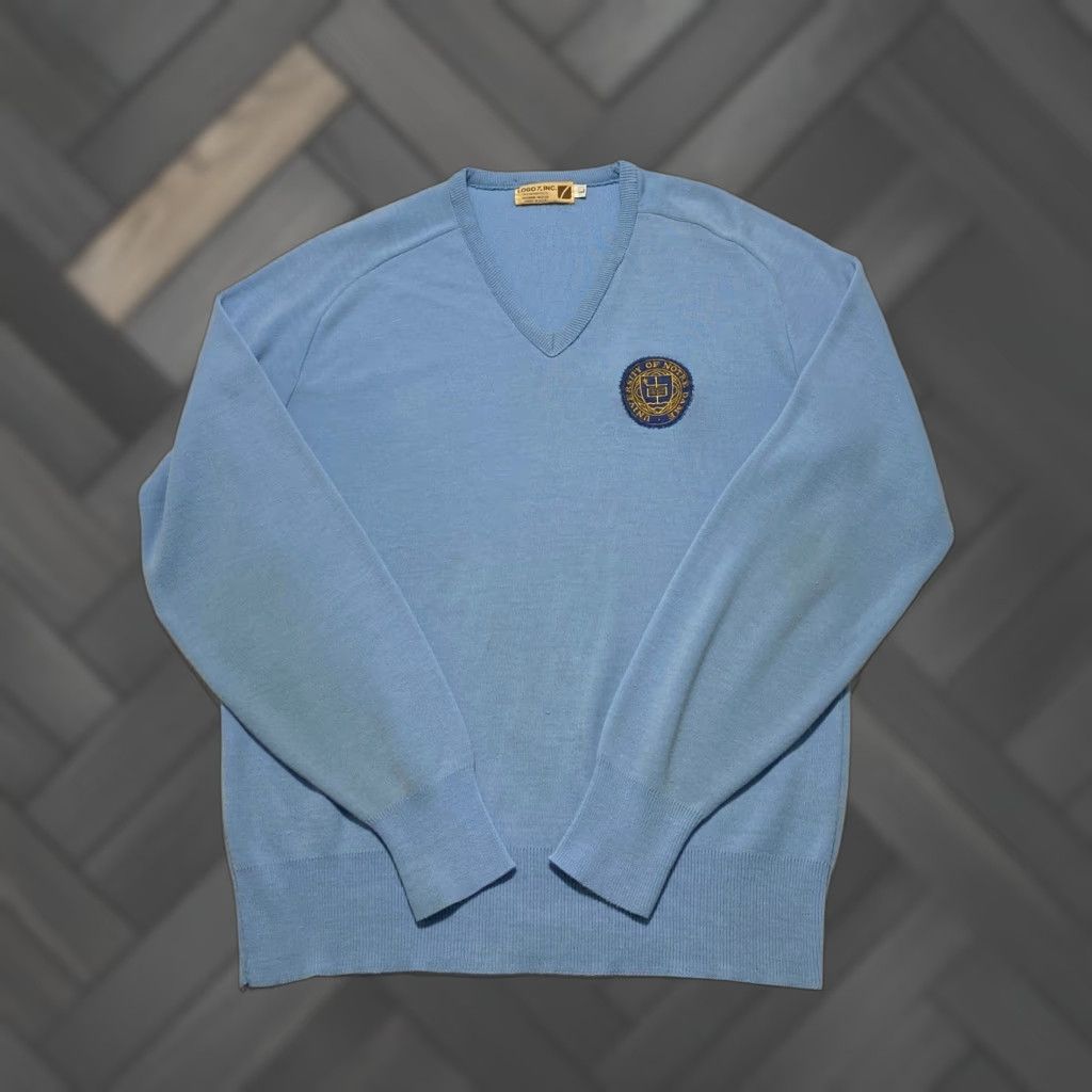 Logo 7 VINTAGE Logo 7 Inc University of Notre Dame V-Neck Sweater Mens L Blue Size US L / EU 52-54 / 3 - 1 Thumbnail