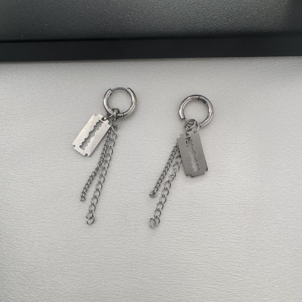 Designer Razor Blade Shape Dangle Drop Earrings for Men Women Size ONE SIZE - 3 Thumbnail