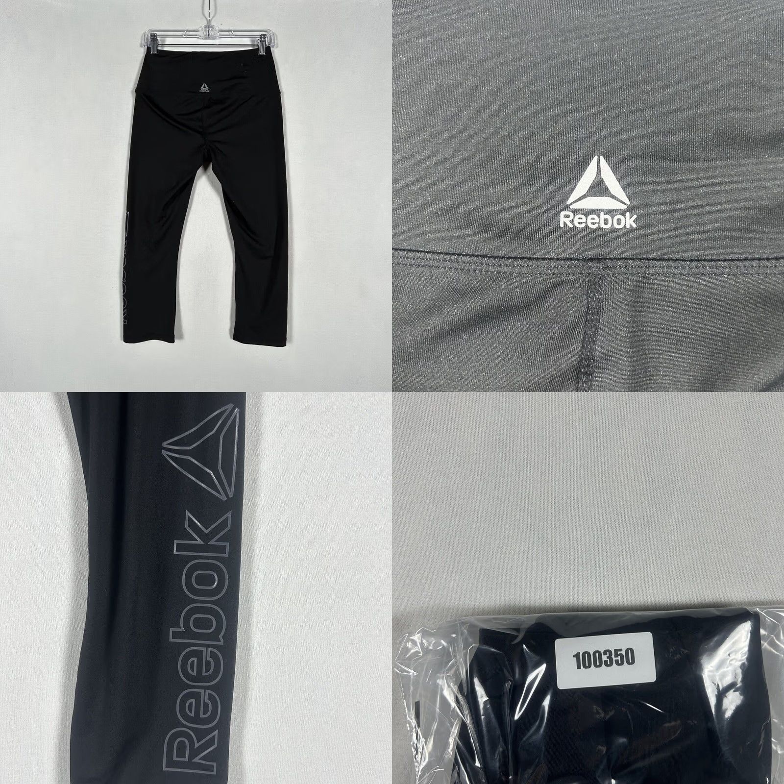 Reebok Reebok Cropped Leggings Women’s S Black Logo Gym Athletic Size 28" / US 6 / IT 42 - 8 Thumbnail
