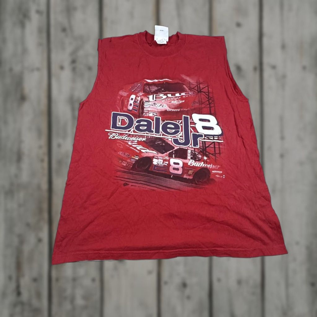 Budweiser VINTAGE Dale Jr Budweiser Shirt Mens M Red Sleeveless NASCAR Racing Graphic Print 8 1990s Mens (or Womens) Size US M / EU 48-50 / 2 - 1 Thumbnail