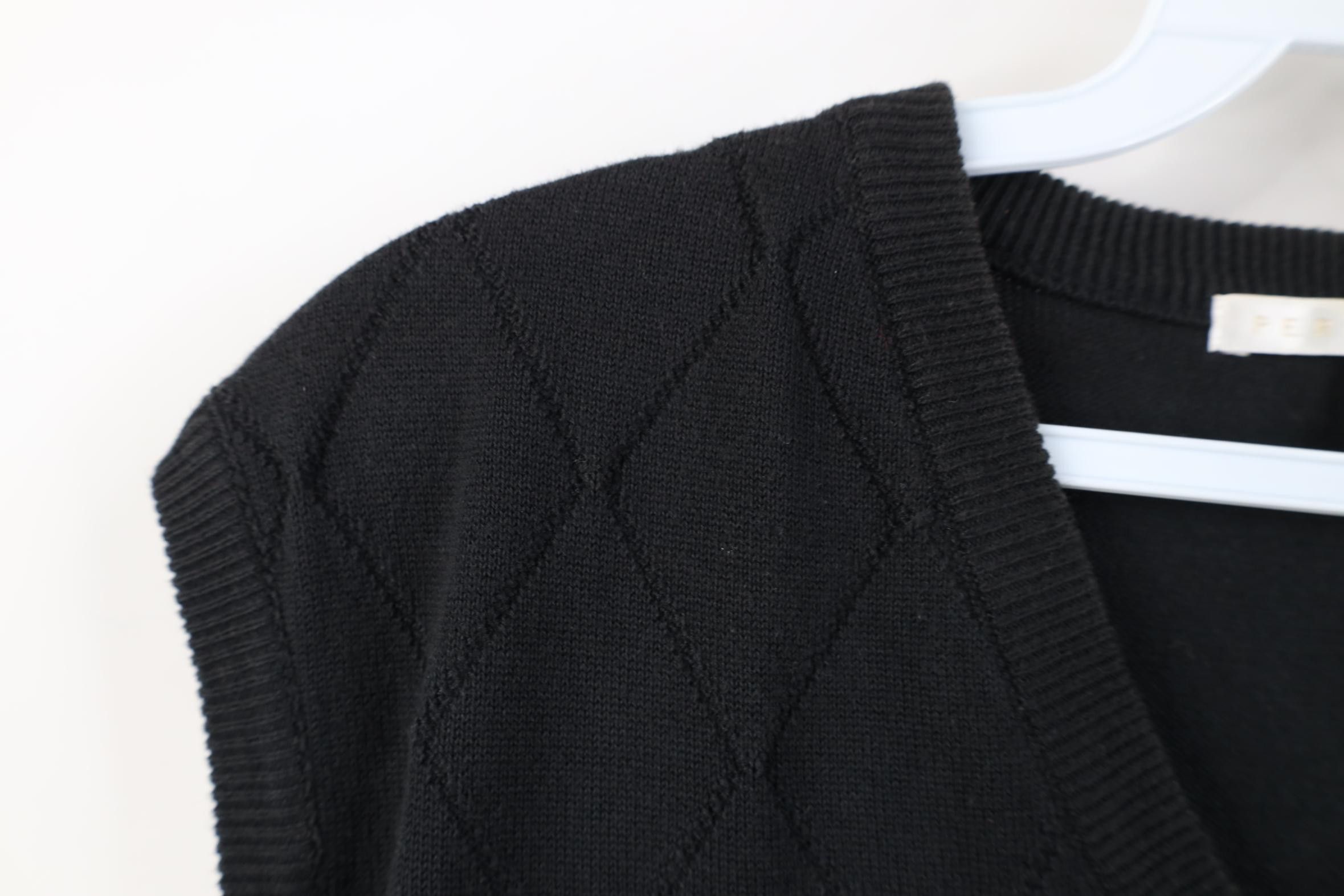 Vintage Vintage 90s Streetwear Diamond Knit Sweater Vest Black Size US L / EU 52-54 / 3 - 5 Thumbnail