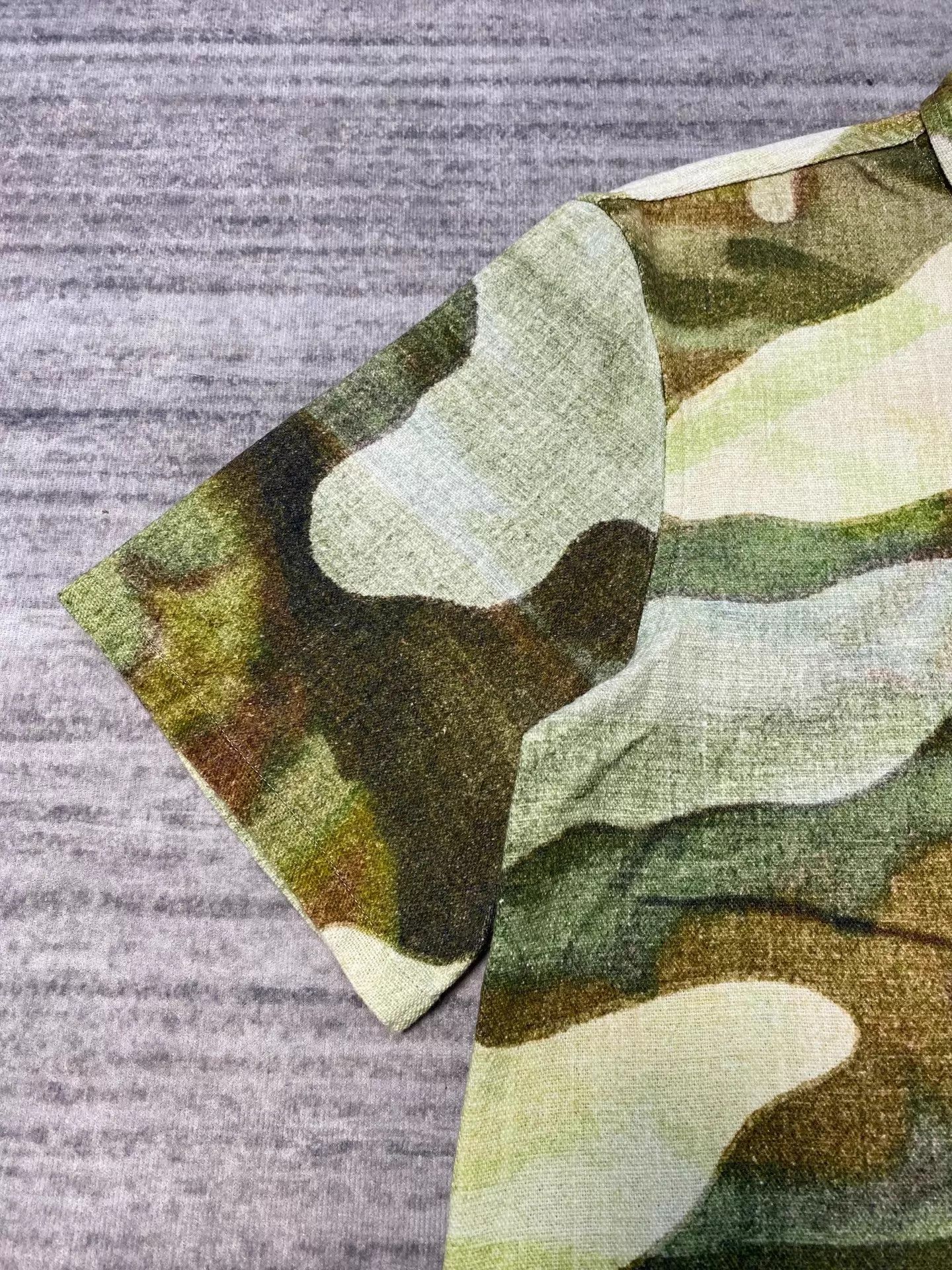 Our Legacy Our Legacy Oil Camo Psy Green Cuban Collar Shirt Size US S / EU 44-46 / 1 - 5 Thumbnail