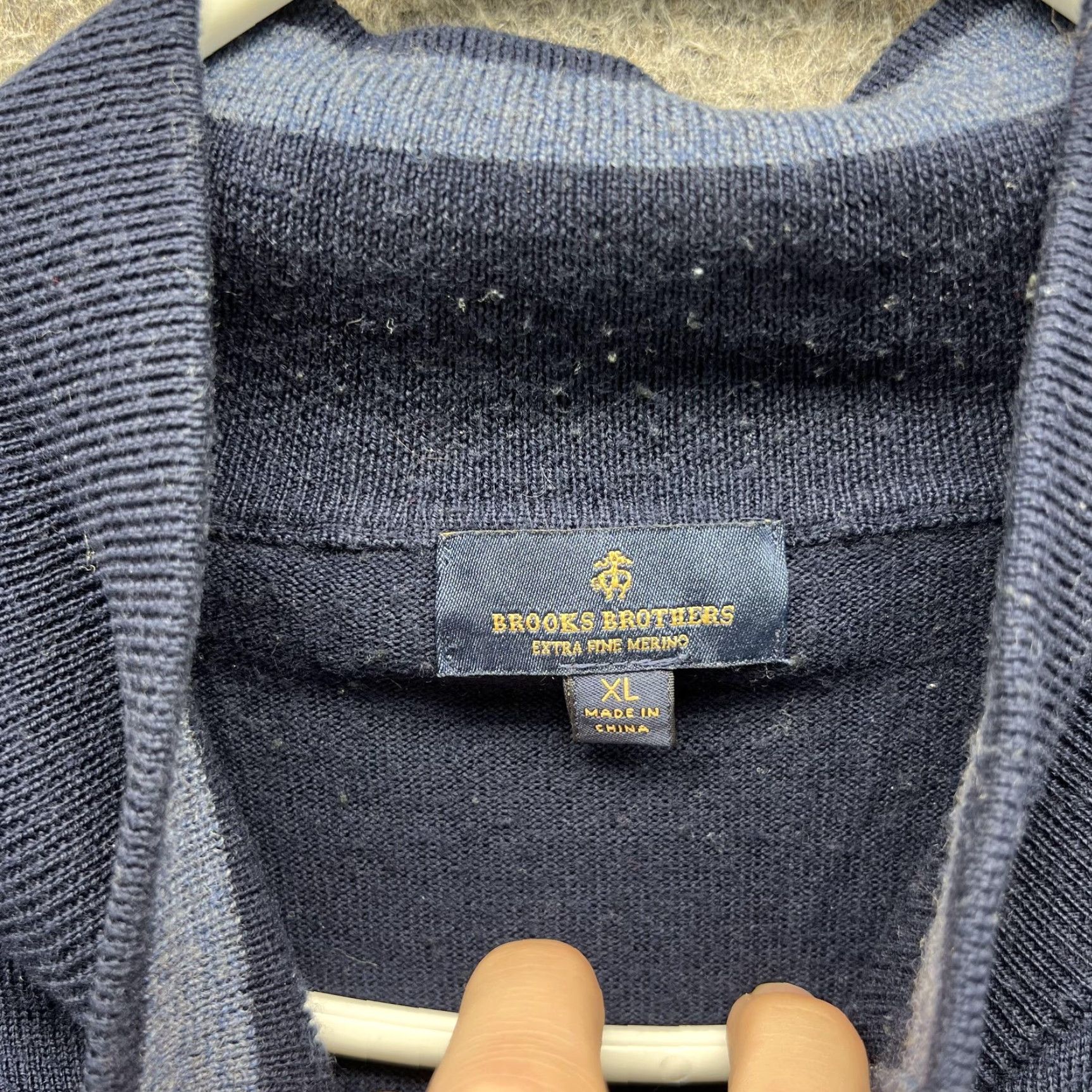 Brooks Brothers Brooks Brothers Sweater Mens XL Blue Wool Stripe Mock Neck Henley Knit Pullover Size US XL / EU 56 / 4 - 2 Thumbnail