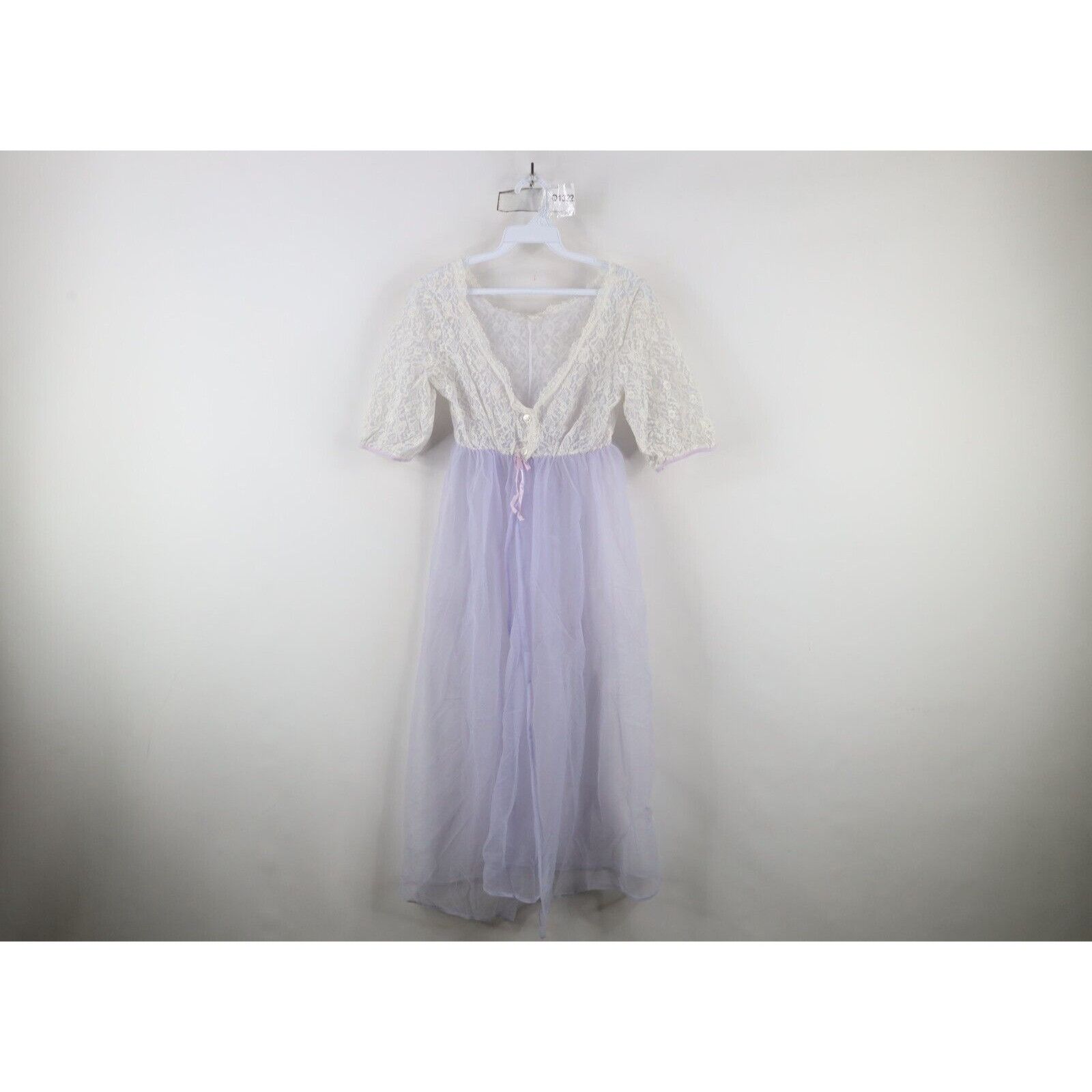 Vintage 50s 60s Sheer Fairy Lace Flower Chiffon Night Gown
