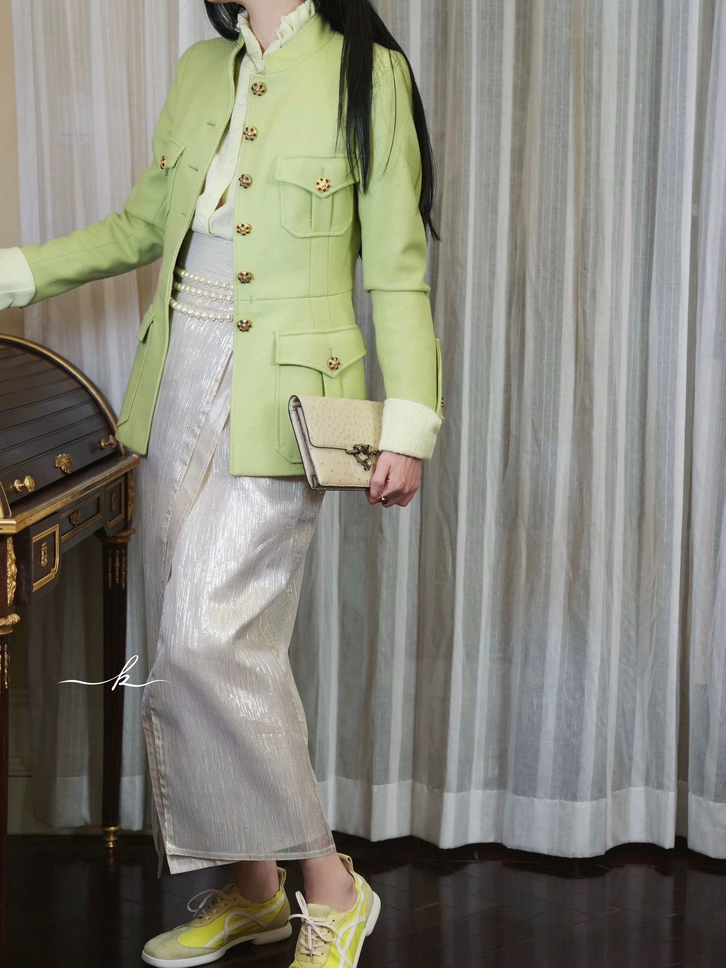 Chanel Chanel 1996 Vintage Apple Green Wool Jacket S Size S / US 4 / IT 40 - 6 Thumbnail