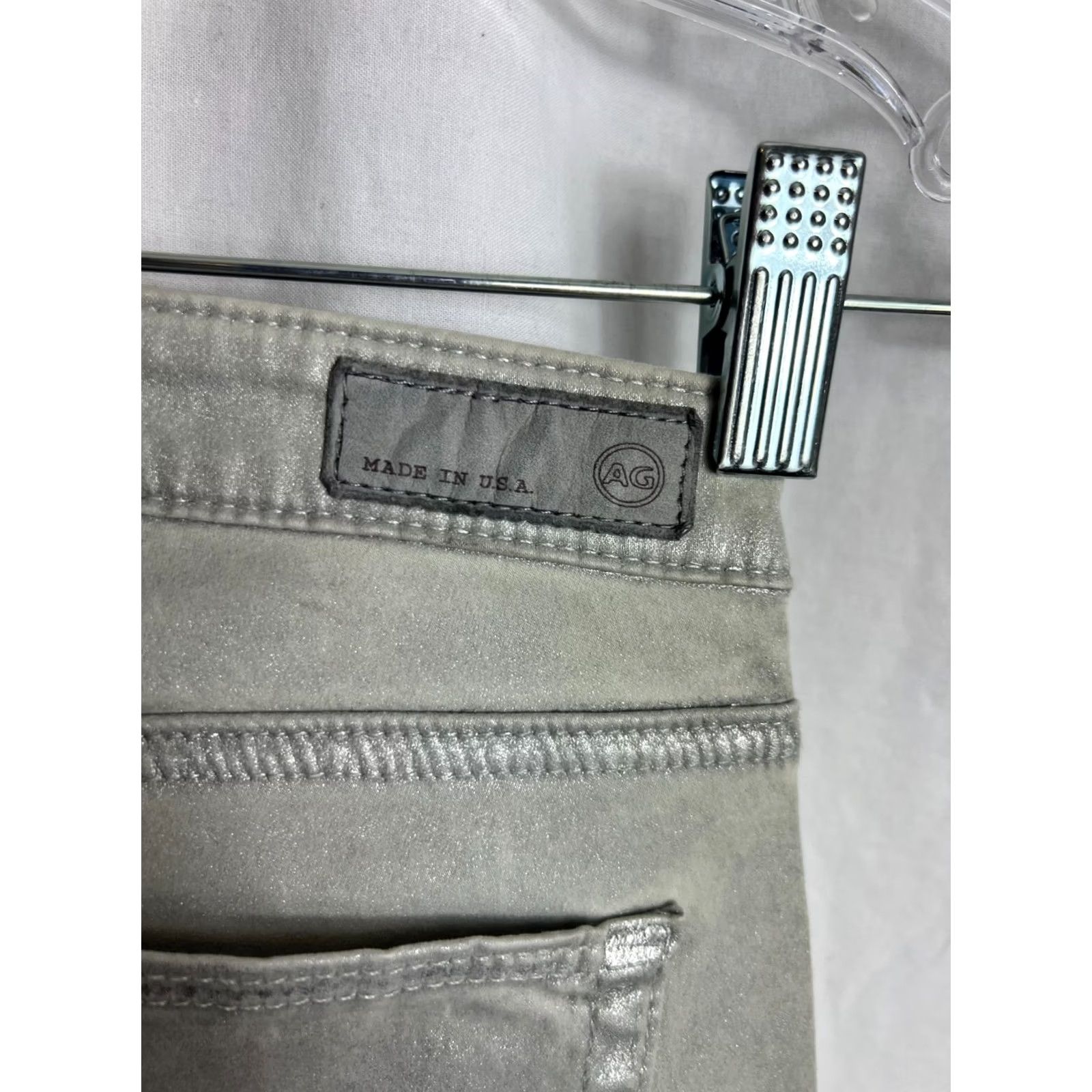 Vintage AG Adriano The Absolute Legging Extreme Skinny Coated Jean Women 26 Silver USA Size 26" / US 2 / IT 38 - 5 Thumbnail