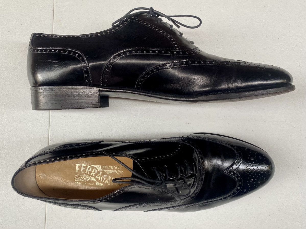 Salvatore Ferragamo Ferragamo 🇮🇹 Nero wingtip brogue oxfords 11 D VGC esquire Size US 11 / EU 44 - 3 Thumbnail