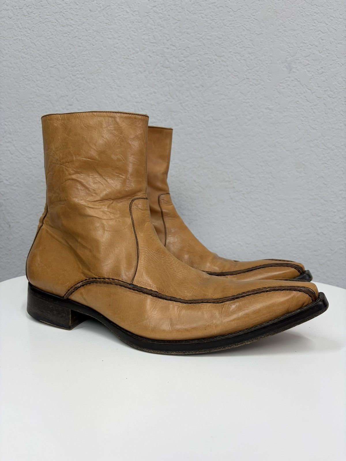 Hedi Slimane Vintage Camel Leather Zip Boots Guidi CCP Rick Owens Style Size US 11 / EU 44 - 5 Thumbnail