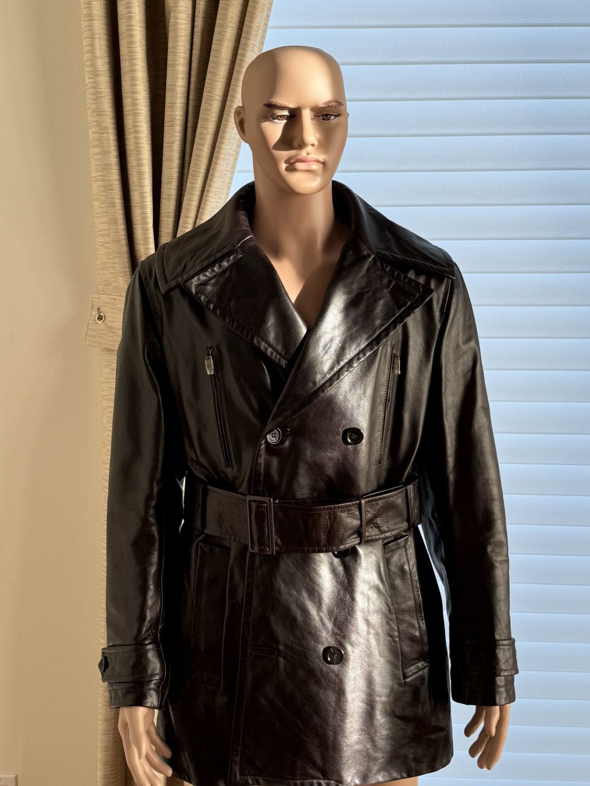 Dolce & Gabbana New Dolce & Gabbana Bullskin Leather Trench Coat Overcoat Size US L / EU 52-54 / 3 - 7 Thumbnail